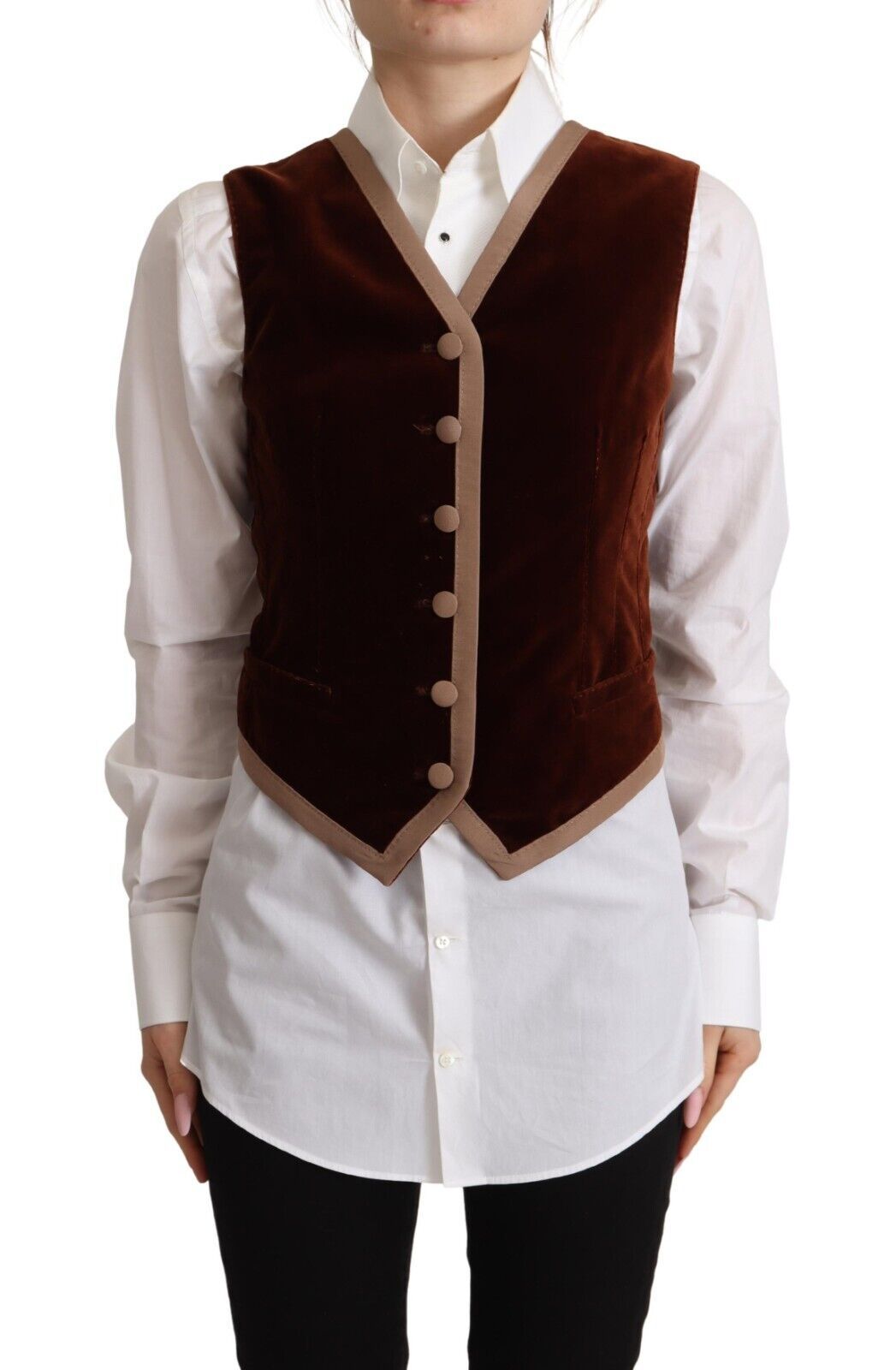 Dolce &amp; Gabbana Elegantes ärmelloses Samttop in Bordeaux