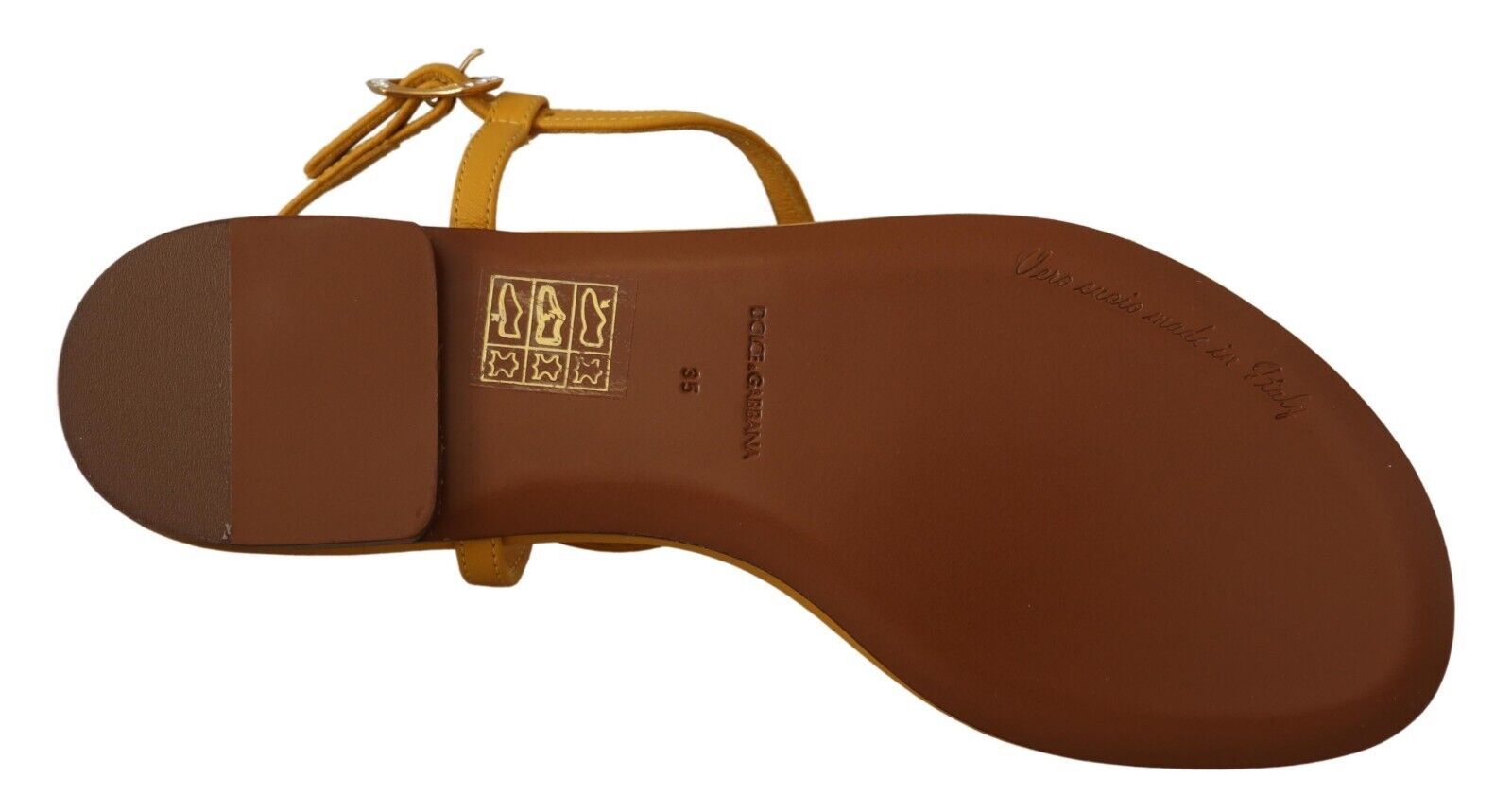 Sandales plates Dolce &amp; Gabbana moutarde à brides en T et ornements en forme de cœur