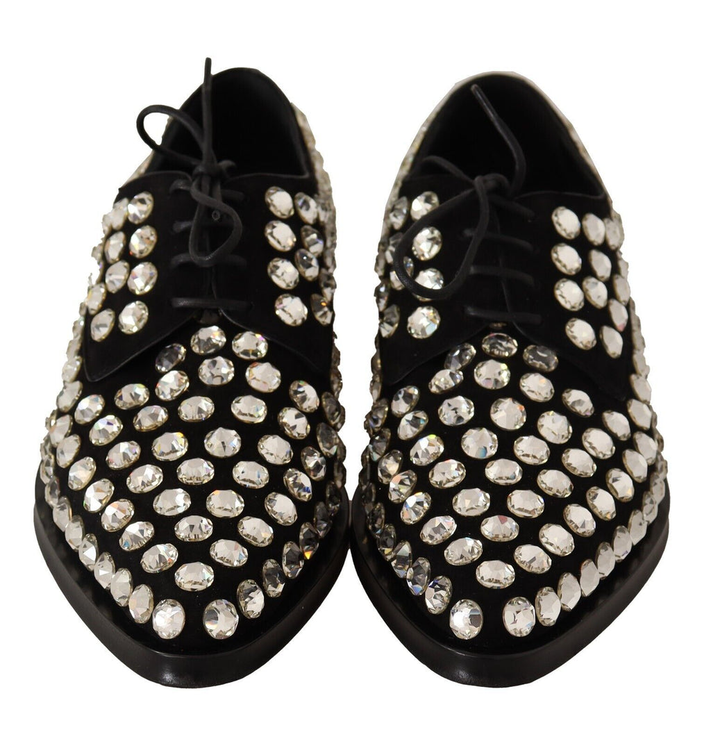 Dolce &amp; Gabbana Elegante, kristallverzierte Schnürschuhe
