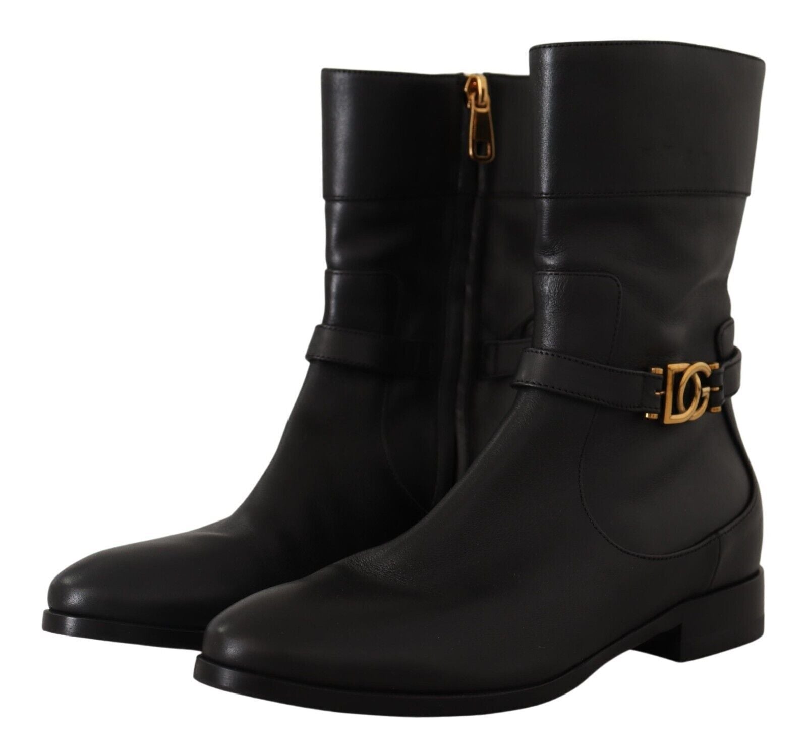 Dolce &amp; Gabbana Elegante Bikerstiefel aus Leder