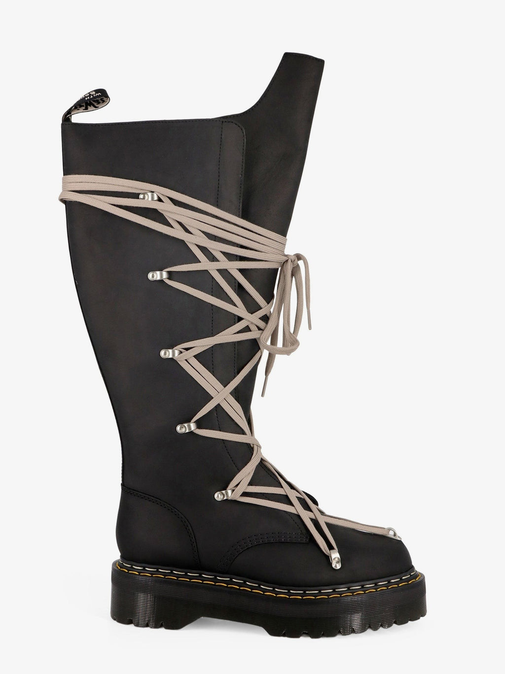 DR. MARTENS X RICK OWENS 1B60 Quad Sole Pentalace Leather Boot