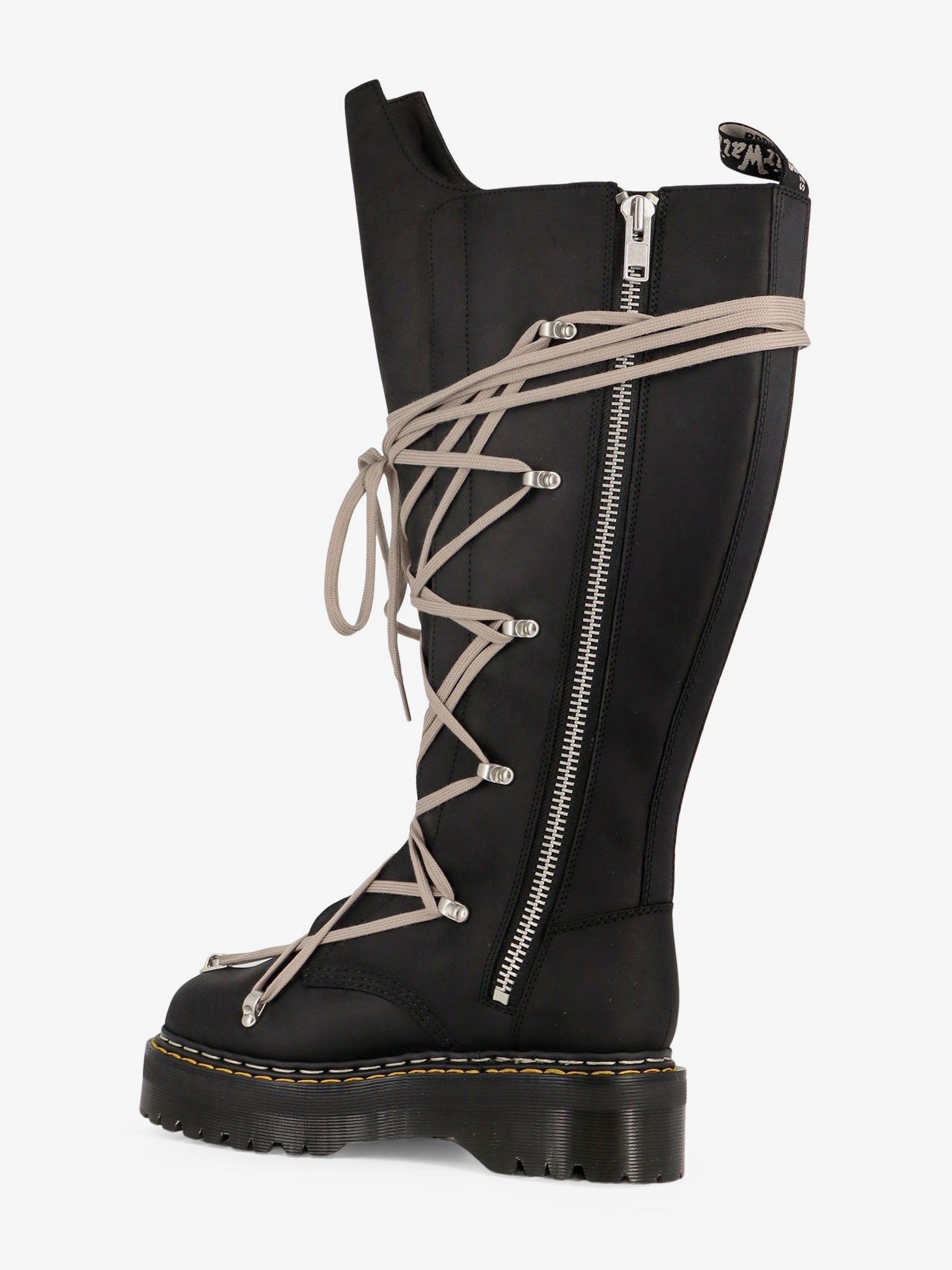 DR. MARTENS X RICK OWENS 1B60 Quad Sole Pentalace Leather Boot