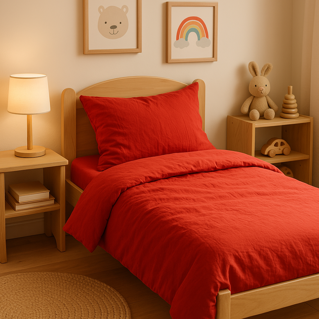 Premium Lyocell Kinderbettwäsche "Aurora Red"
