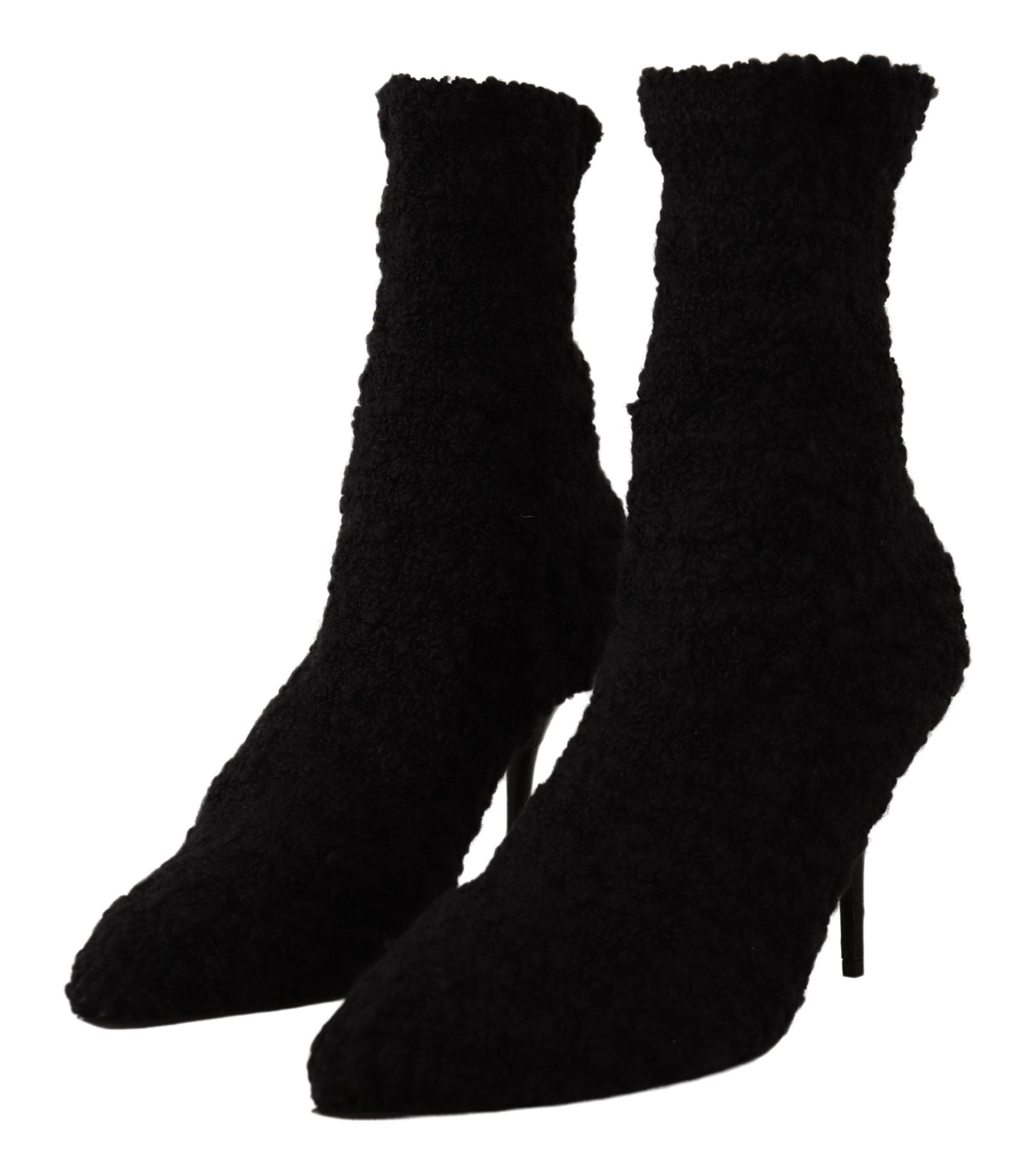 Dolce &amp; Gabbana Elegante schwarze Viskosestiefel mit halbhoher Wade