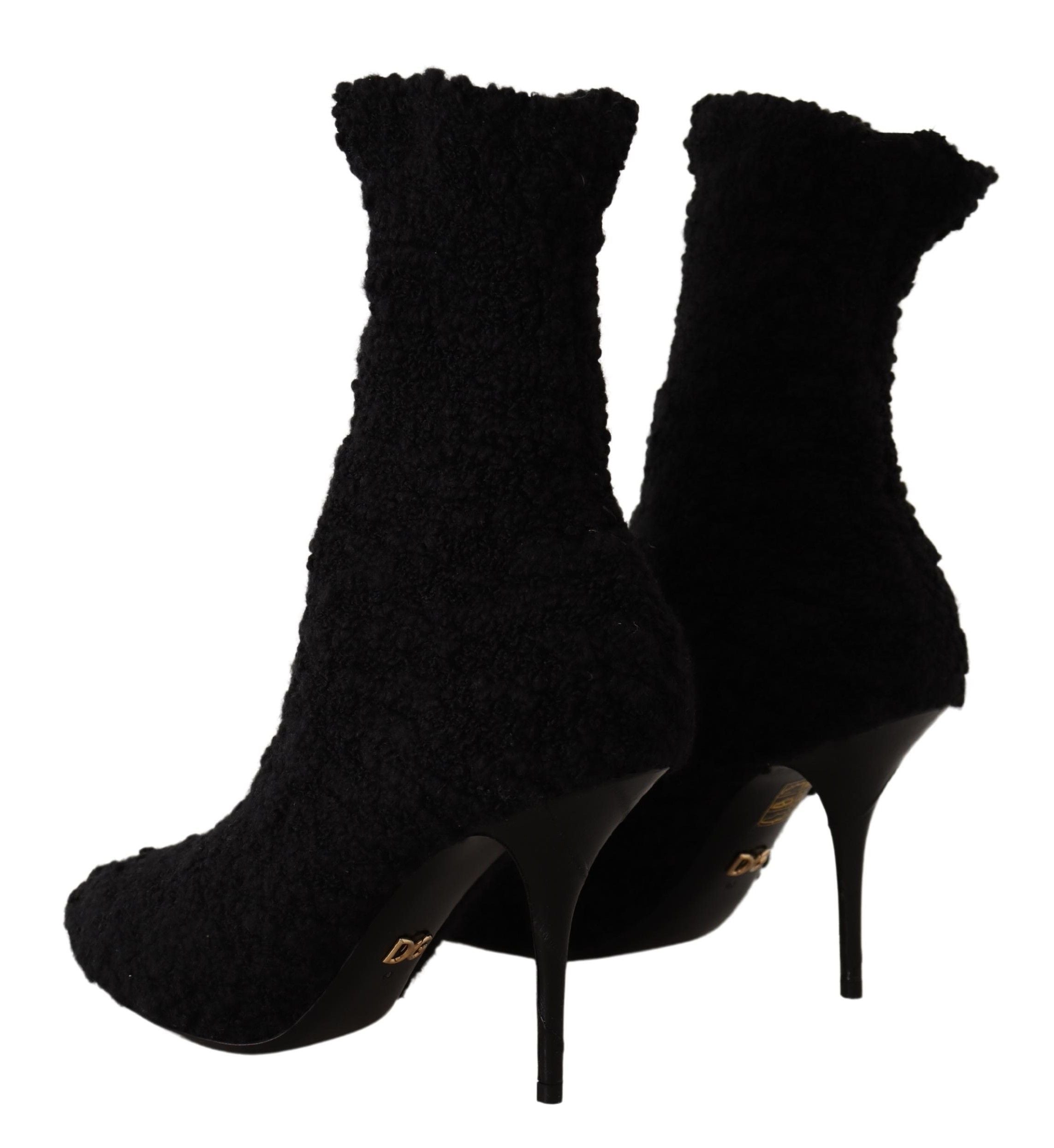 Dolce &amp; Gabbana Elegante schwarze Viskosestiefel mit halbhoher Wade