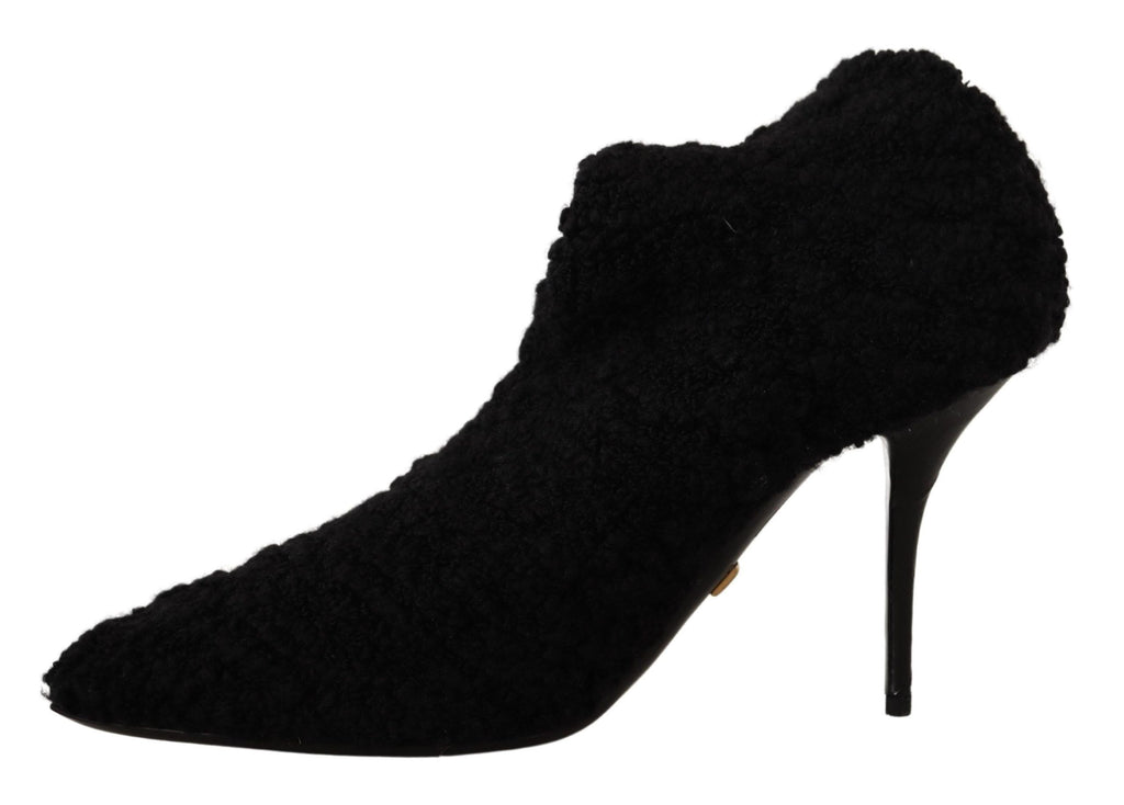 Dolce &amp; Gabbana Elegante schwarze Viskosestiefel mit halbhoher Wade