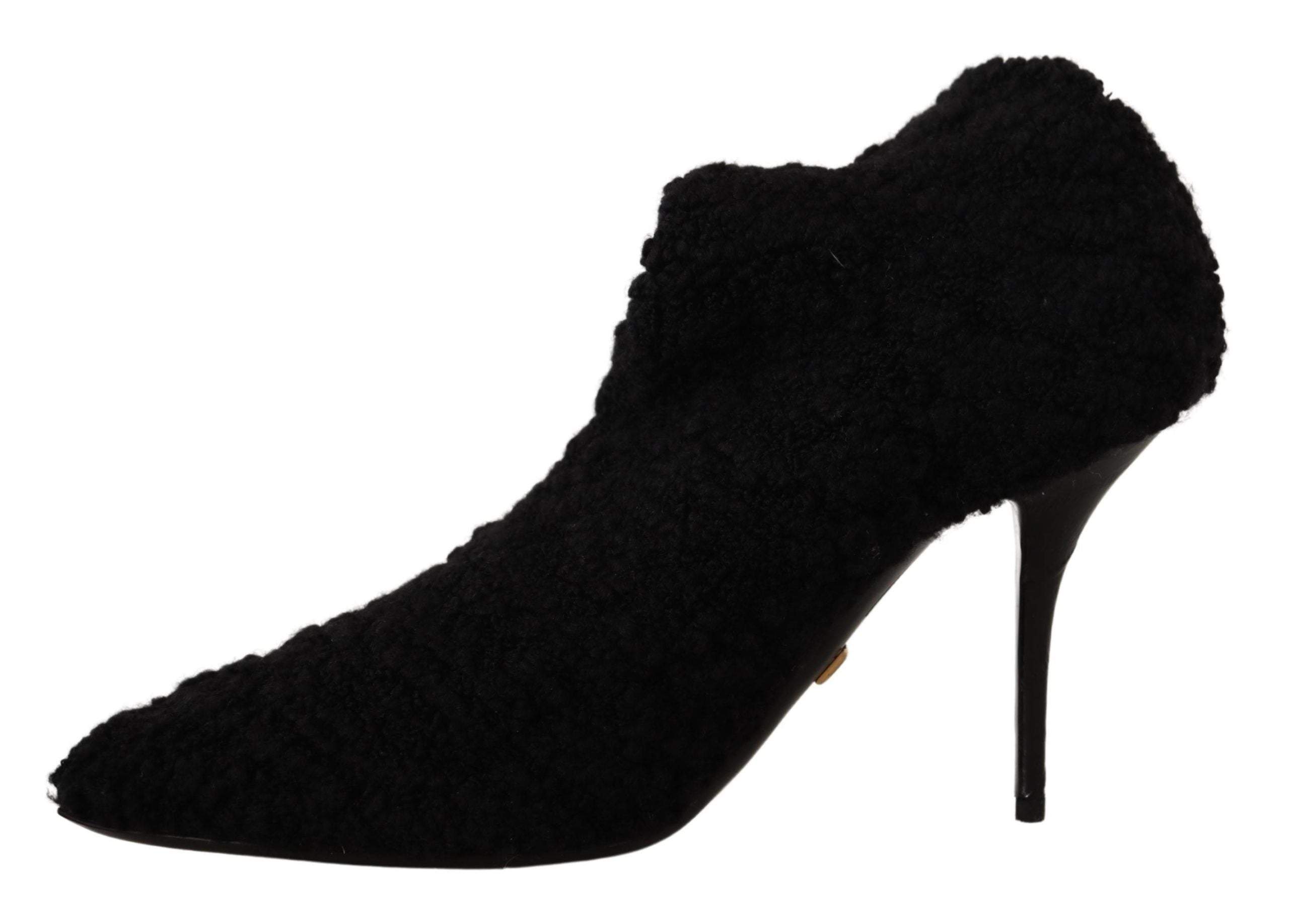 Dolce &amp; Gabbana Elegante schwarze Viskosestiefel mit halbhoher Wade