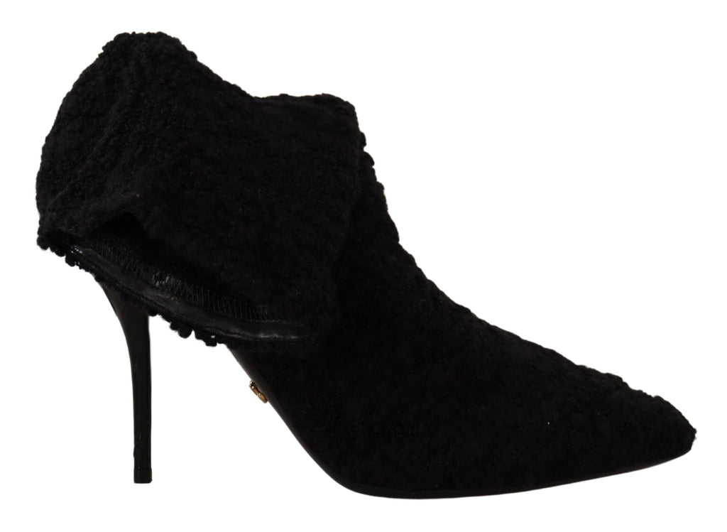 Dolce &amp; Gabbana Elegante schwarze Viskosestiefel mit halbhoher Wade
