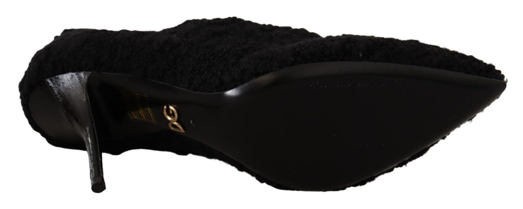 Dolce &amp; Gabbana Elegante schwarze Viskosestiefel mit halbhoher Wade