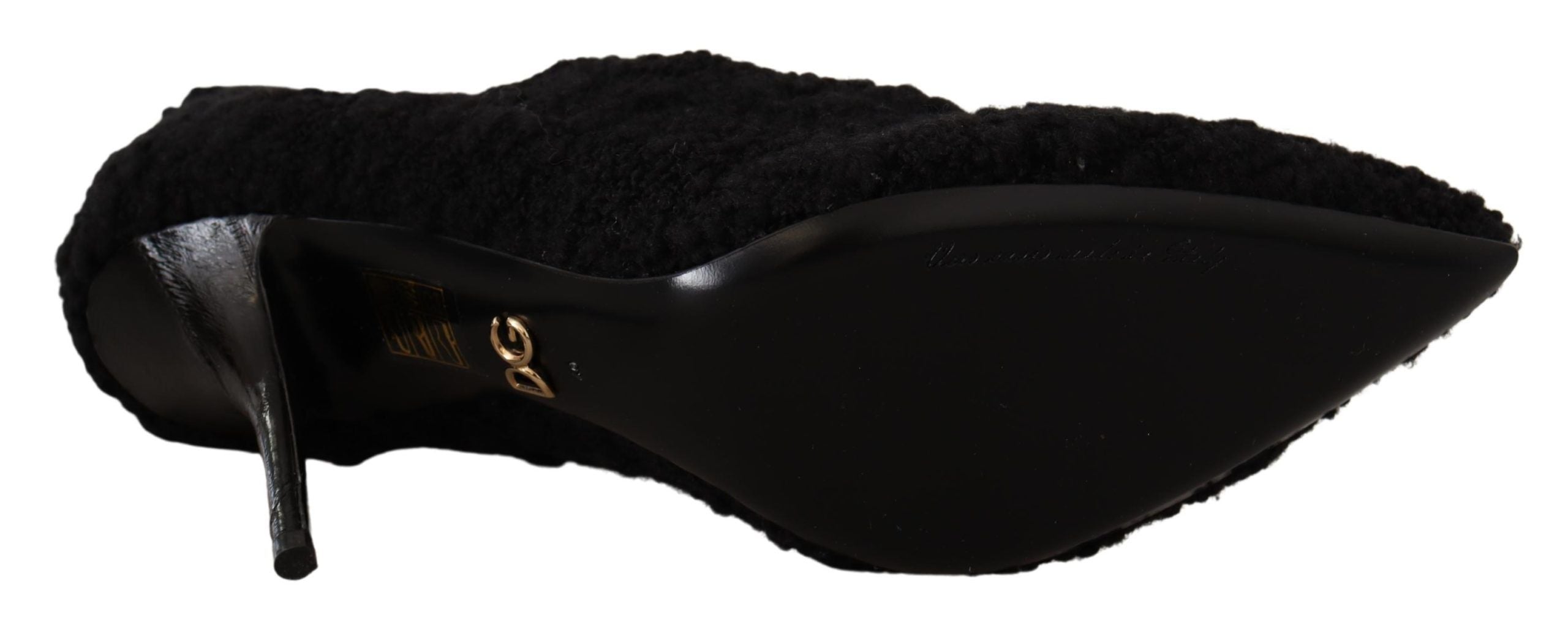Dolce &amp; Gabbana Elegante schwarze Viskosestiefel mit halbhoher Wade