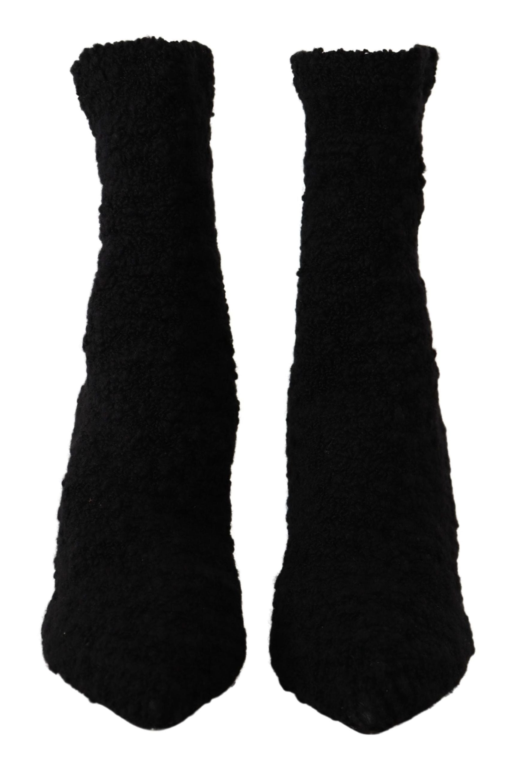 Dolce &amp; Gabbana Elegante schwarze Viskosestiefel mit halbhoher Wade