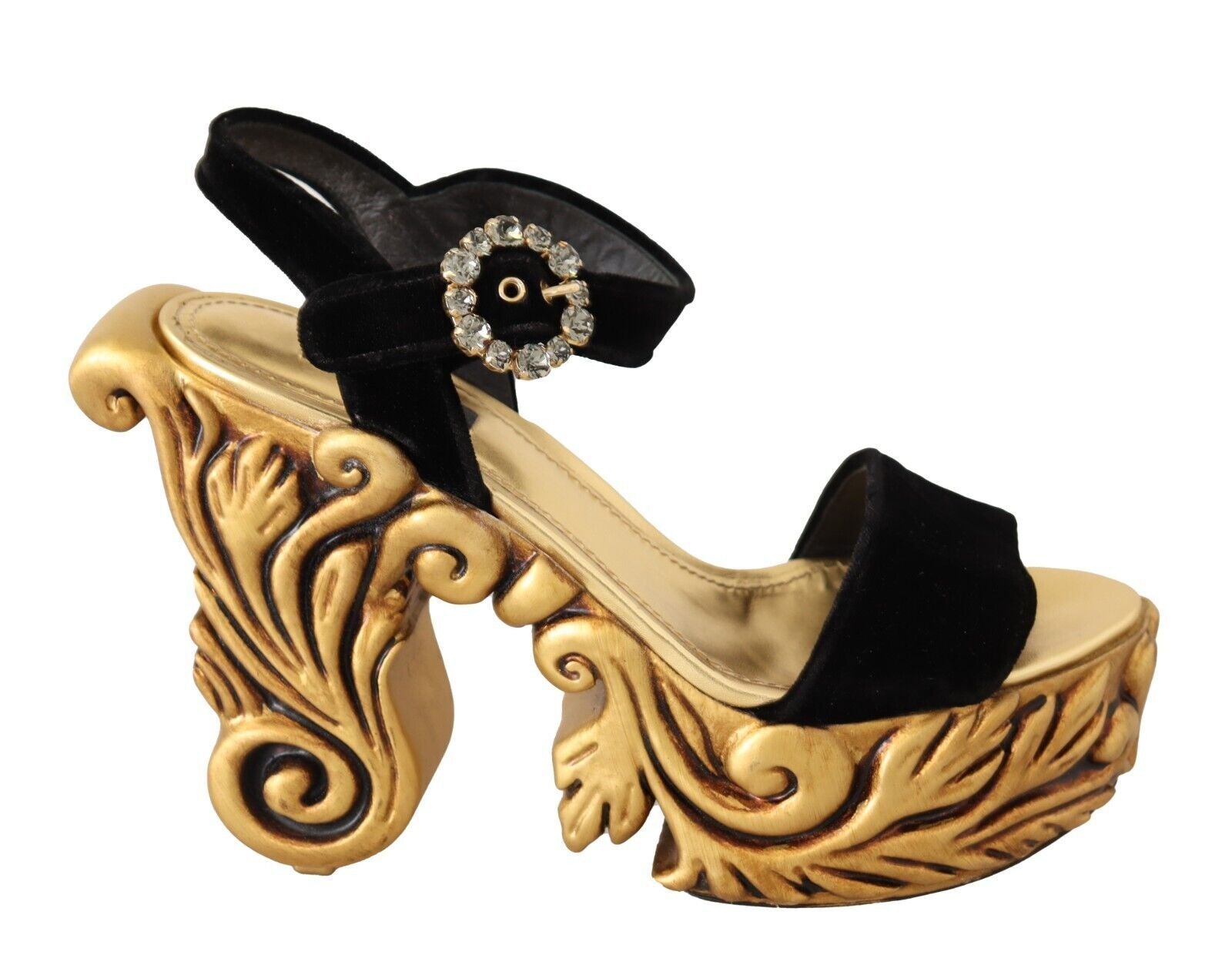 Escarpins baroques en velours Dolce &amp; Gabbana en noir et or