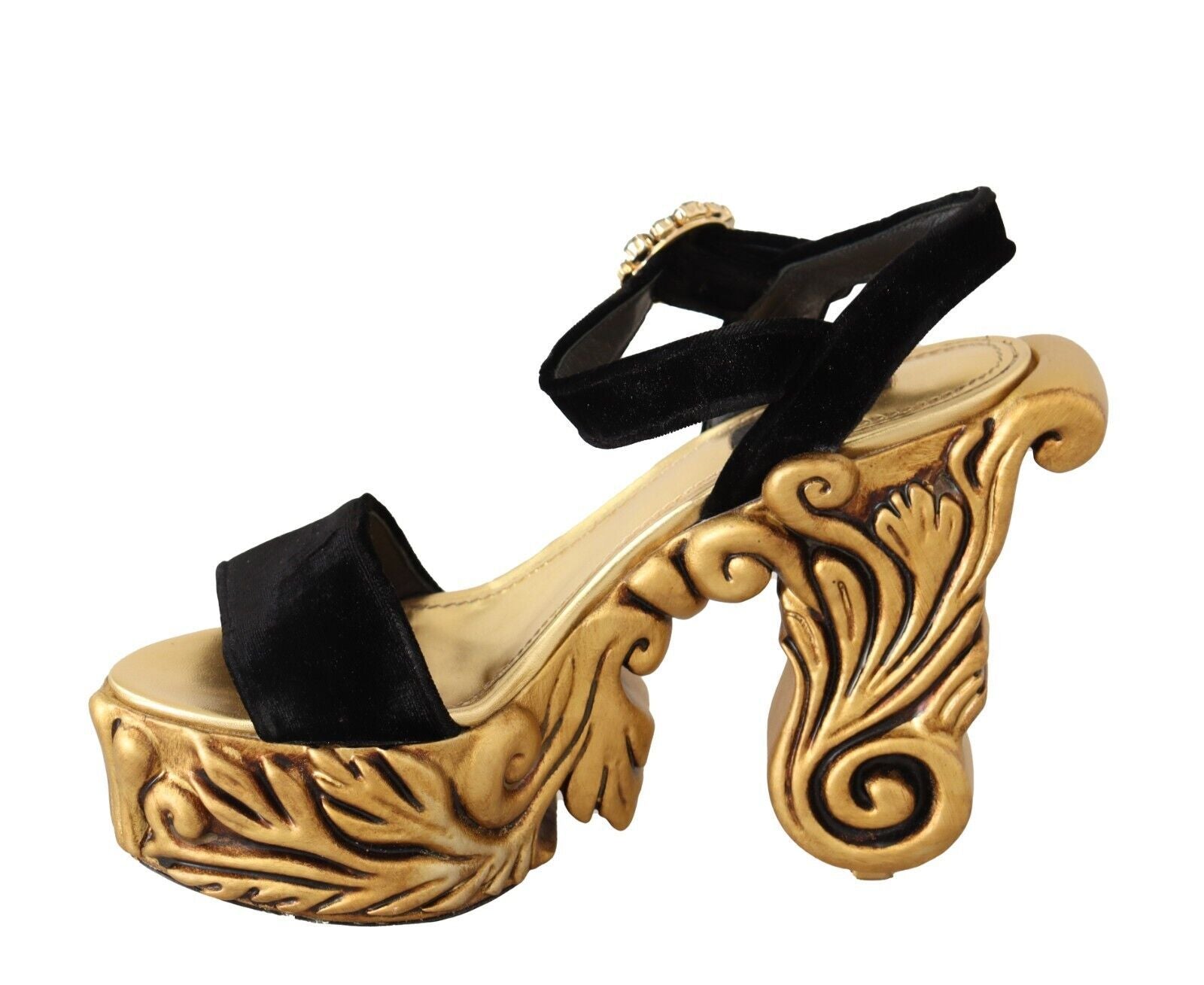 Escarpins baroques en velours Dolce &amp; Gabbana en noir et or