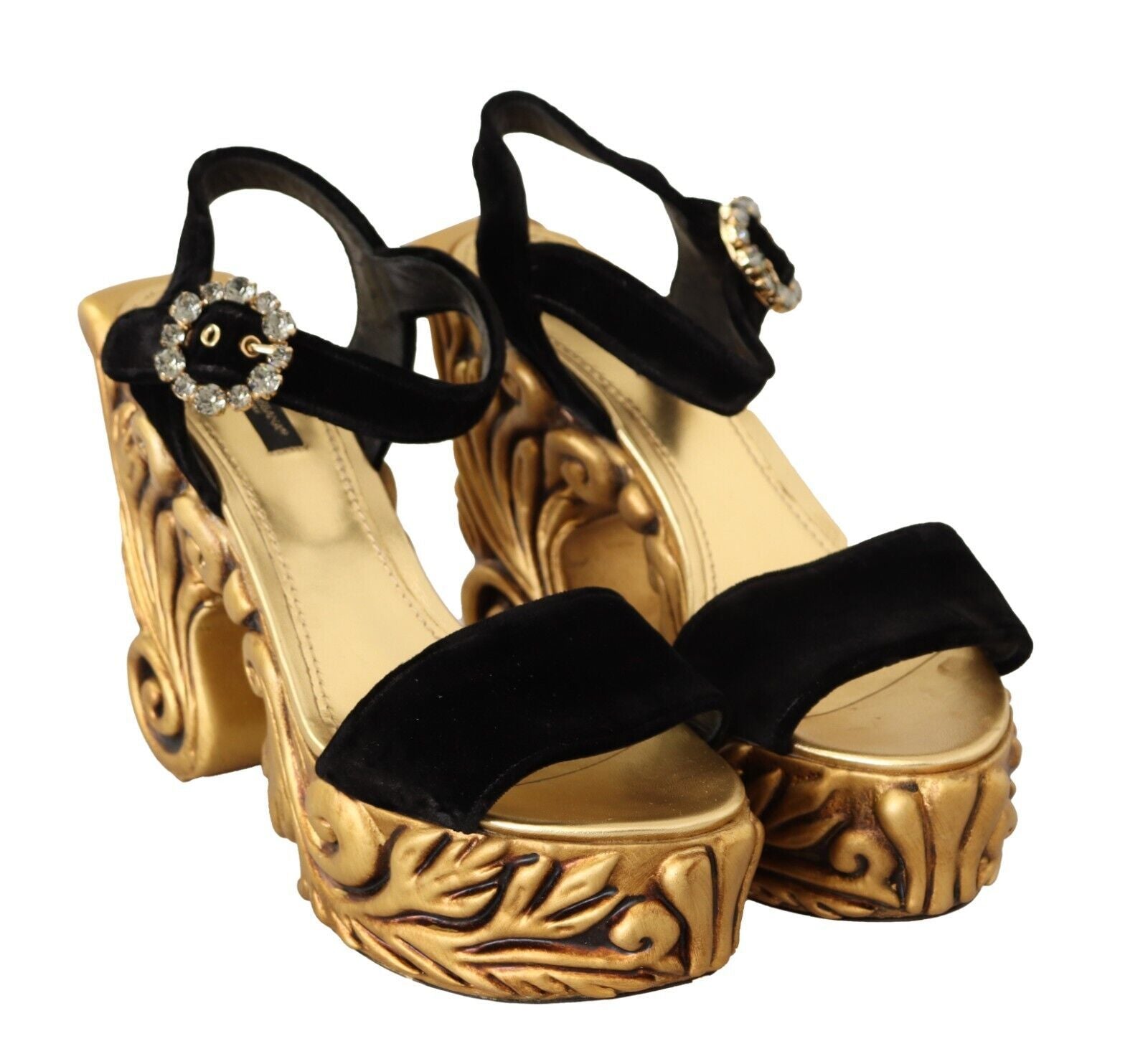 Escarpins baroques en velours Dolce &amp; Gabbana en noir et or