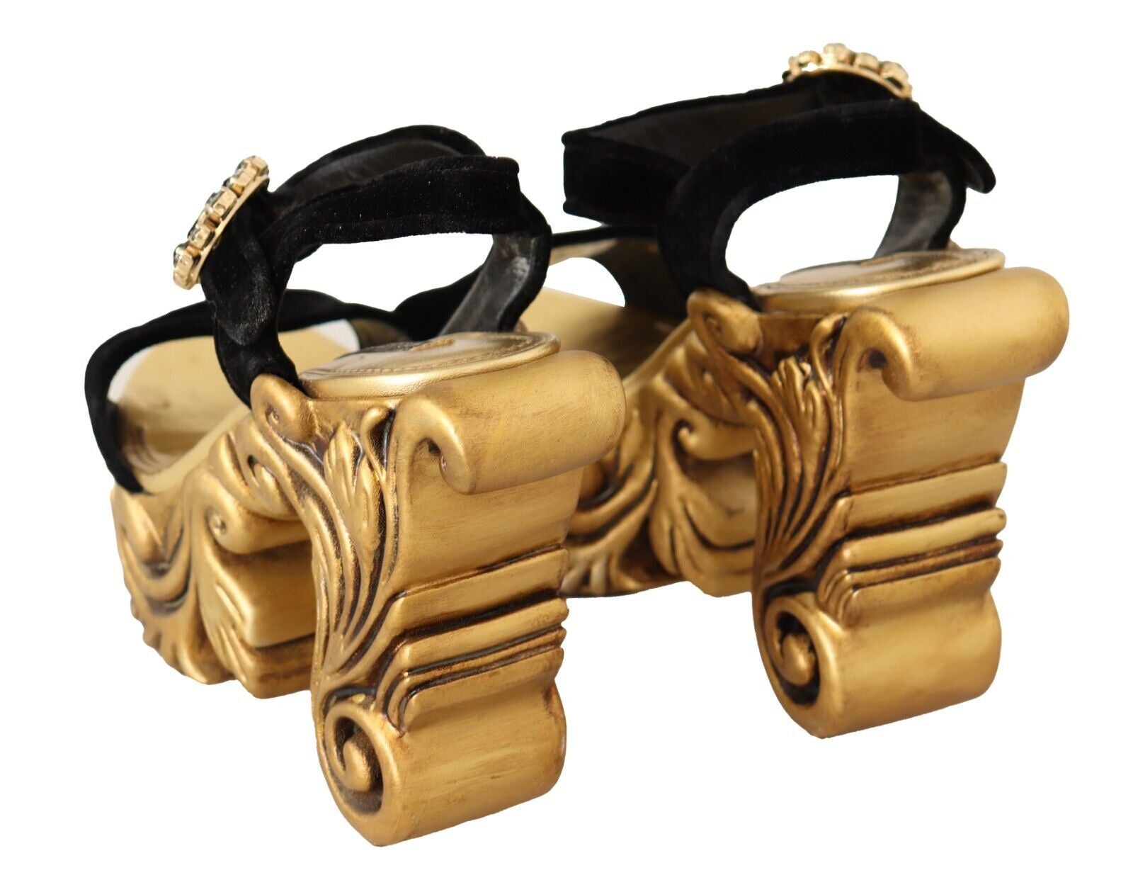 Escarpins baroques en velours Dolce &amp; Gabbana en noir et or