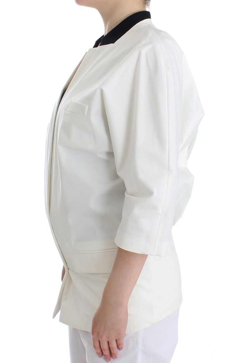Blazer chic en coton mélangé blanc Andrea Pompilio