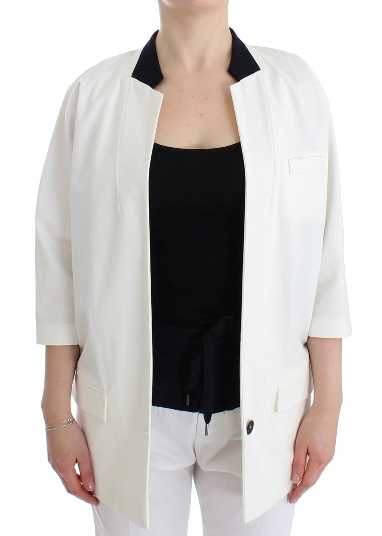 Blazer chic en coton mélangé blanc Andrea Pompilio
