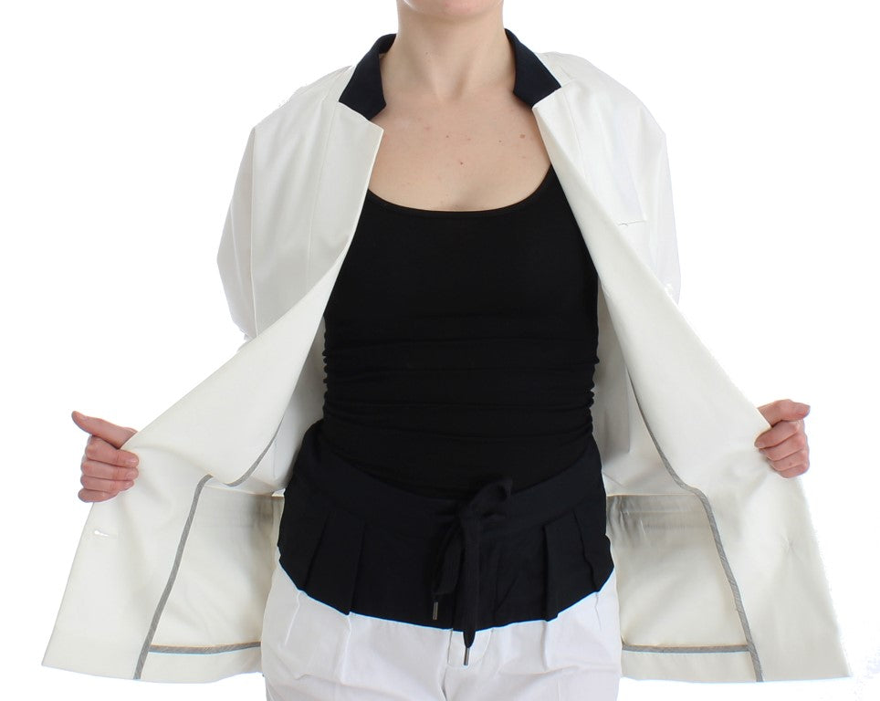 Blazer chic en coton mélangé blanc Andrea Pompilio