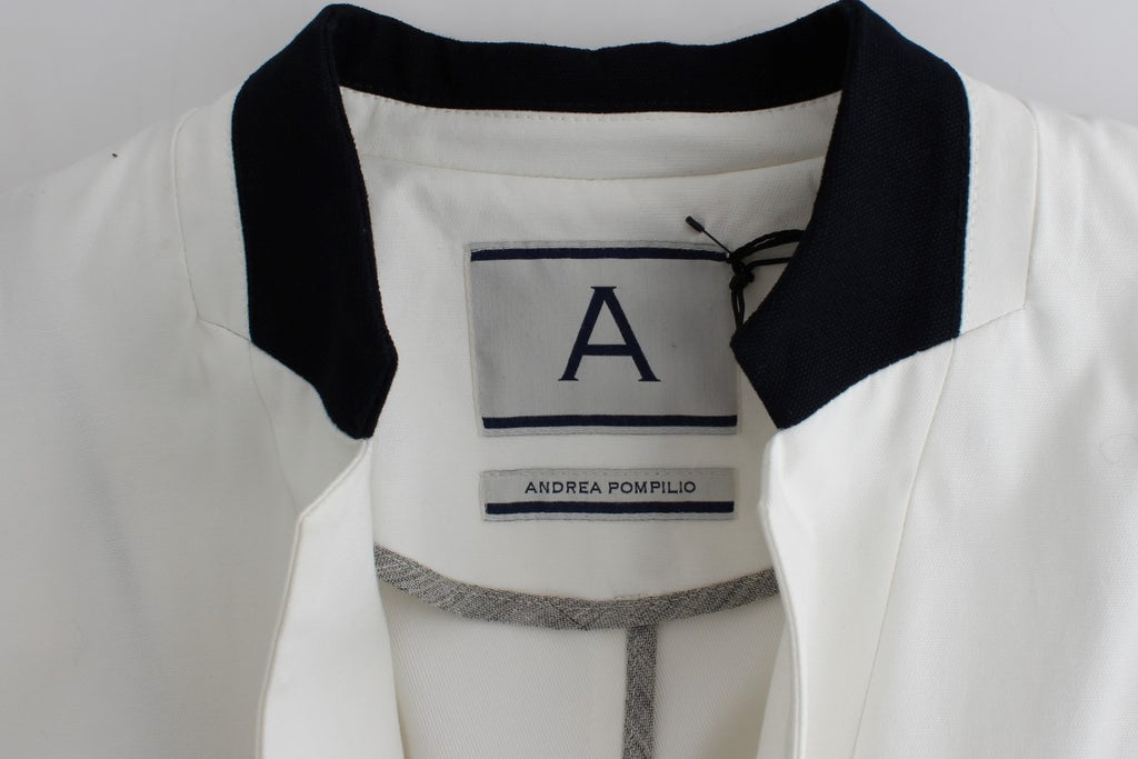 Blazer chic en coton mélangé blanc Andrea Pompilio