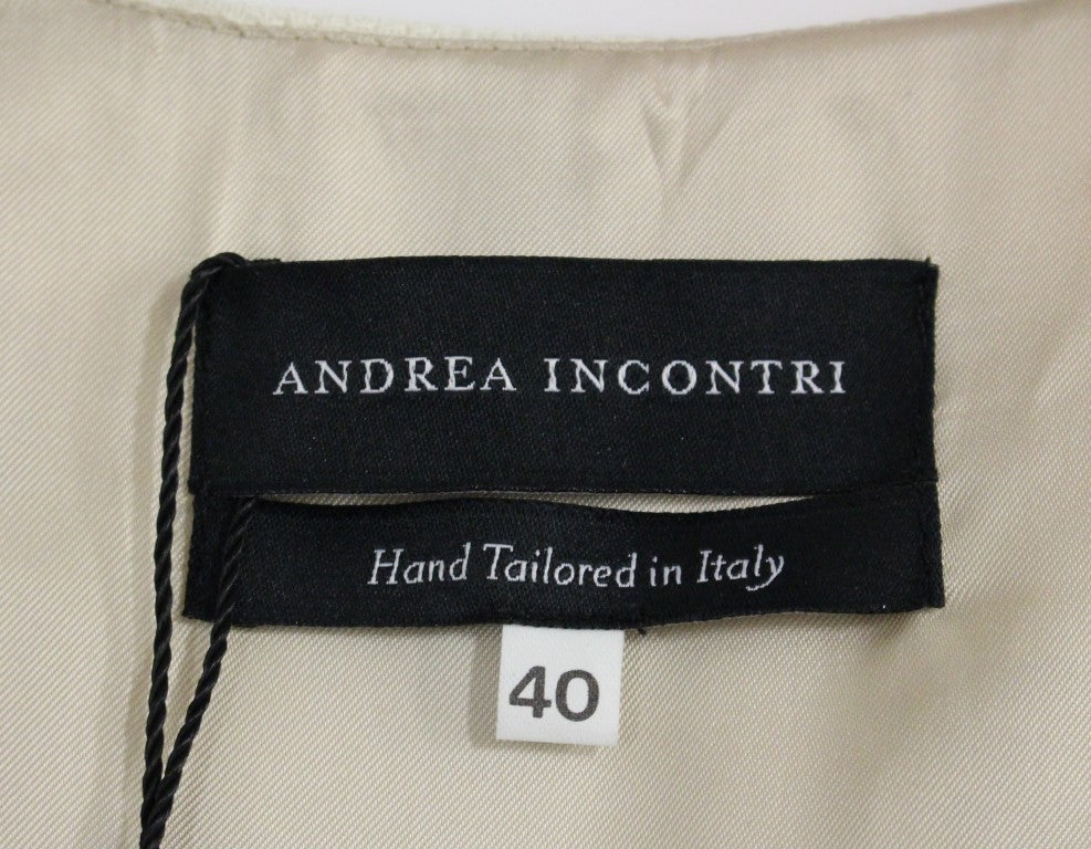 Andrea Incontri - Élégante robe droite en laine blanche à imprimé gris
