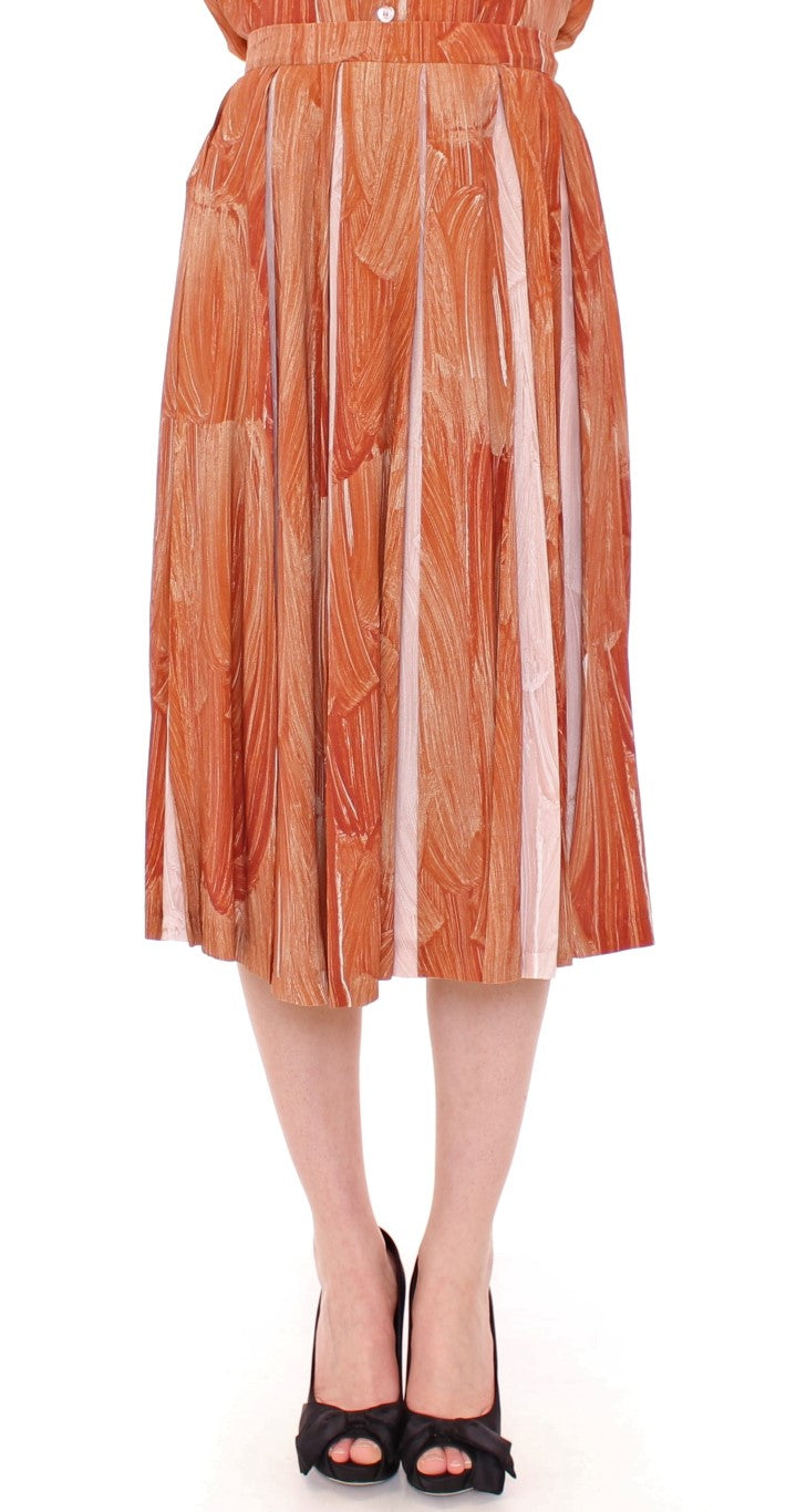 Jupe chic orange marron jusqu'au genou de Licia Florio