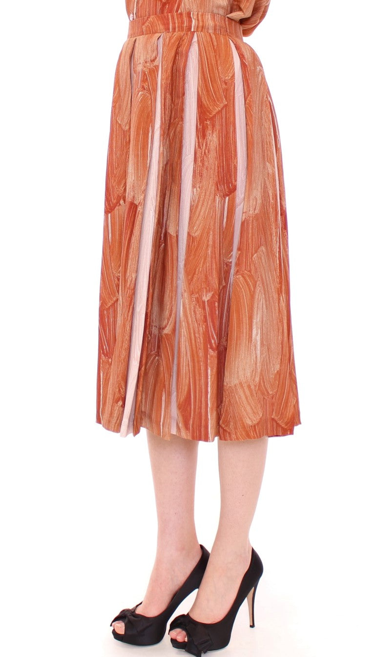 Jupe chic orange marron jusqu'au genou de Licia Florio
