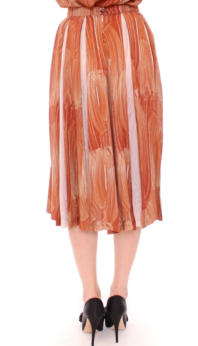 Jupe chic orange marron jusqu'au genou de Licia Florio