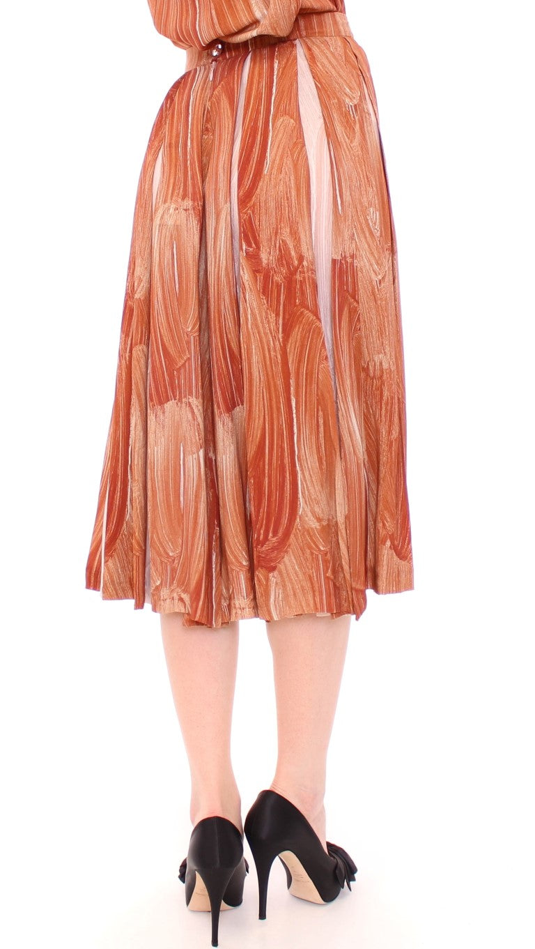 Jupe chic orange marron jusqu'au genou de Licia Florio