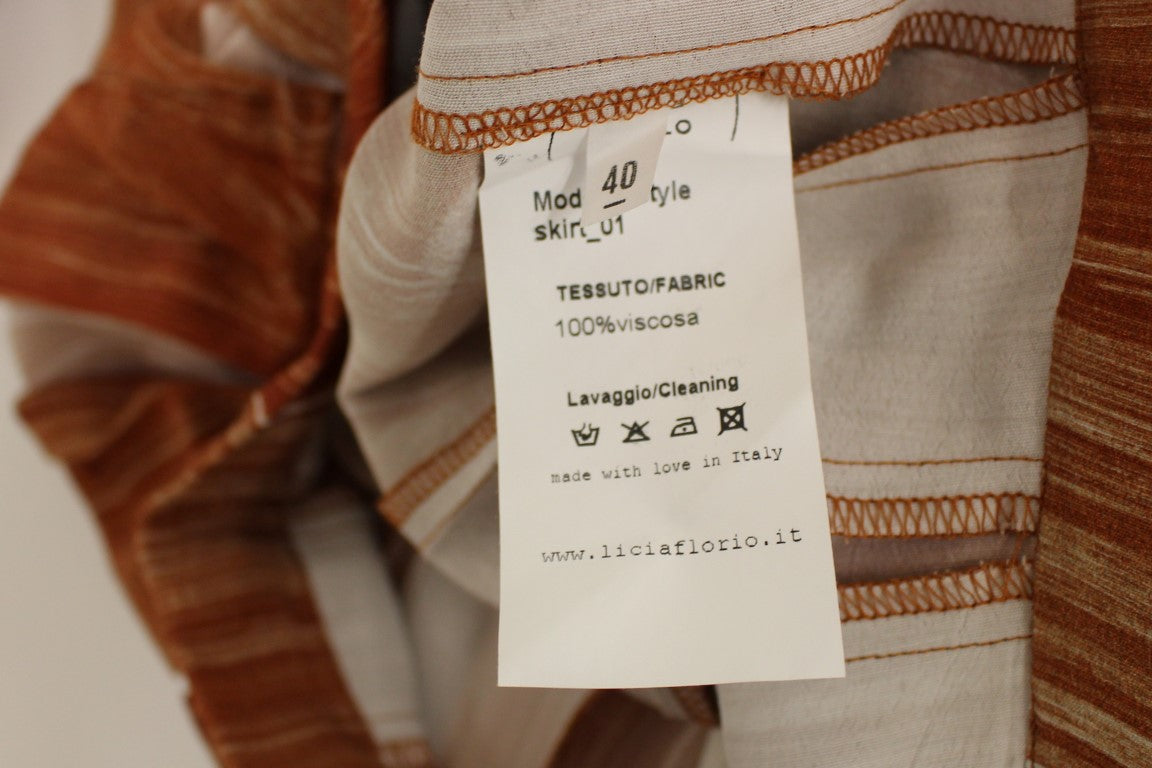 Jupe chic orange marron jusqu'au genou de Licia Florio