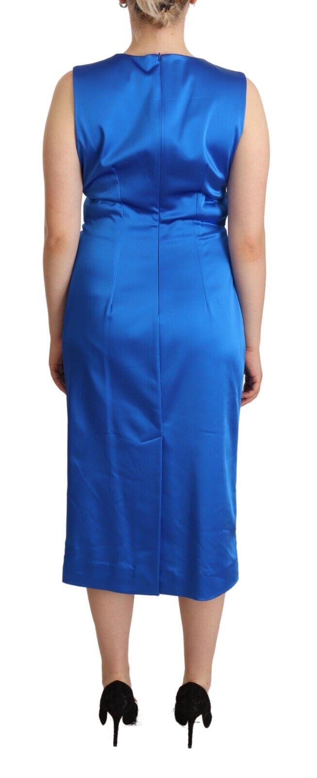 PAROSH Élégante robe fourreau mi-longue sans manches
