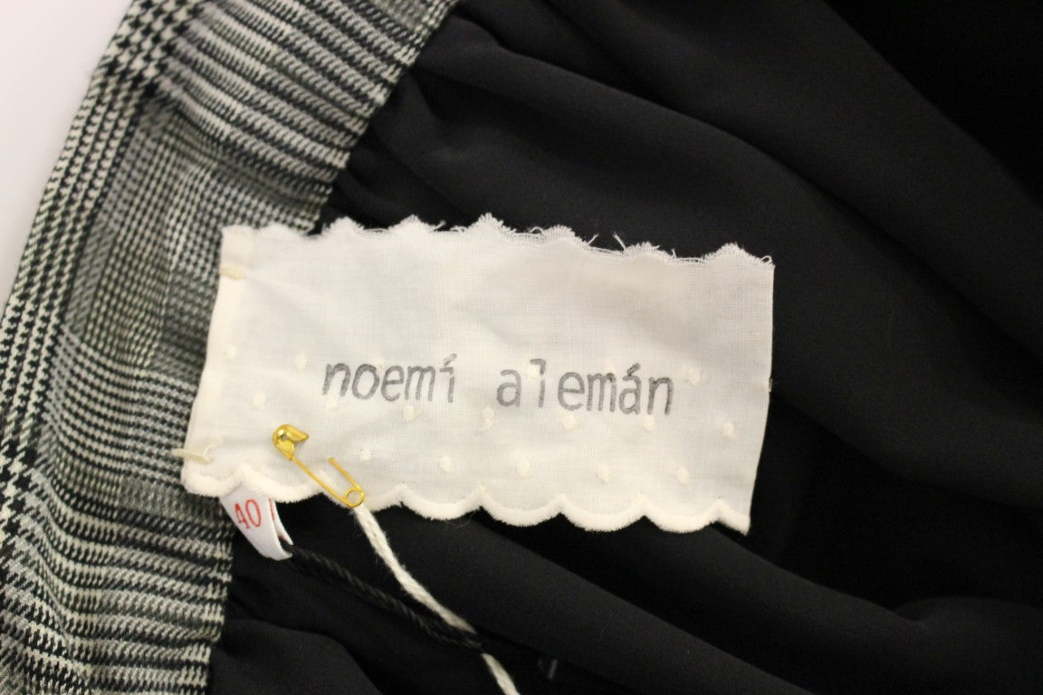 NOEMI ALEMÁN Jupe courte élégante en laine à carreaux gris