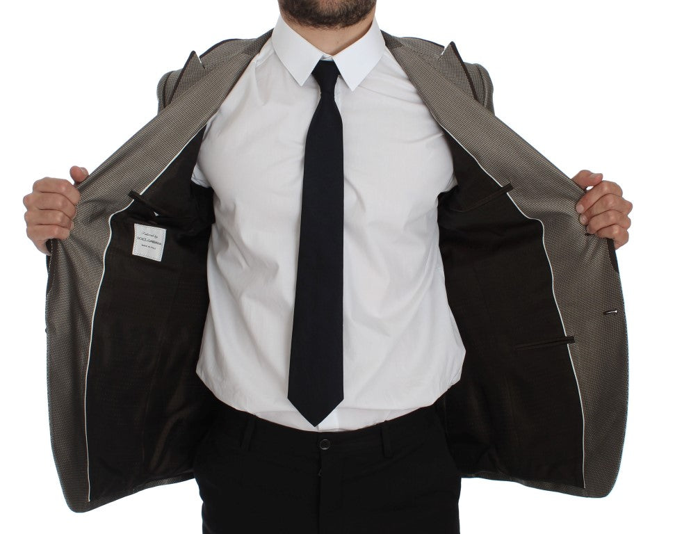 Blazer slim élégant en soie marron à deux boutons Dolce &amp; Gabbana