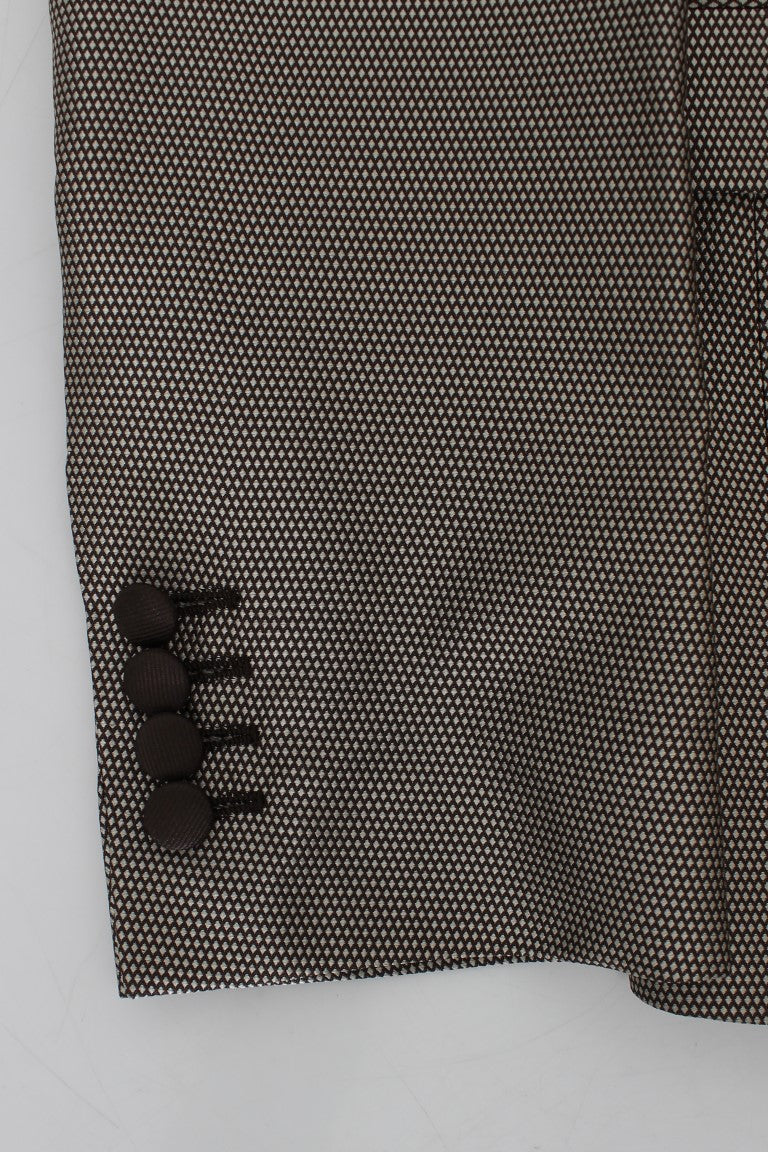 Blazer slim élégant en soie marron à deux boutons Dolce &amp; Gabbana