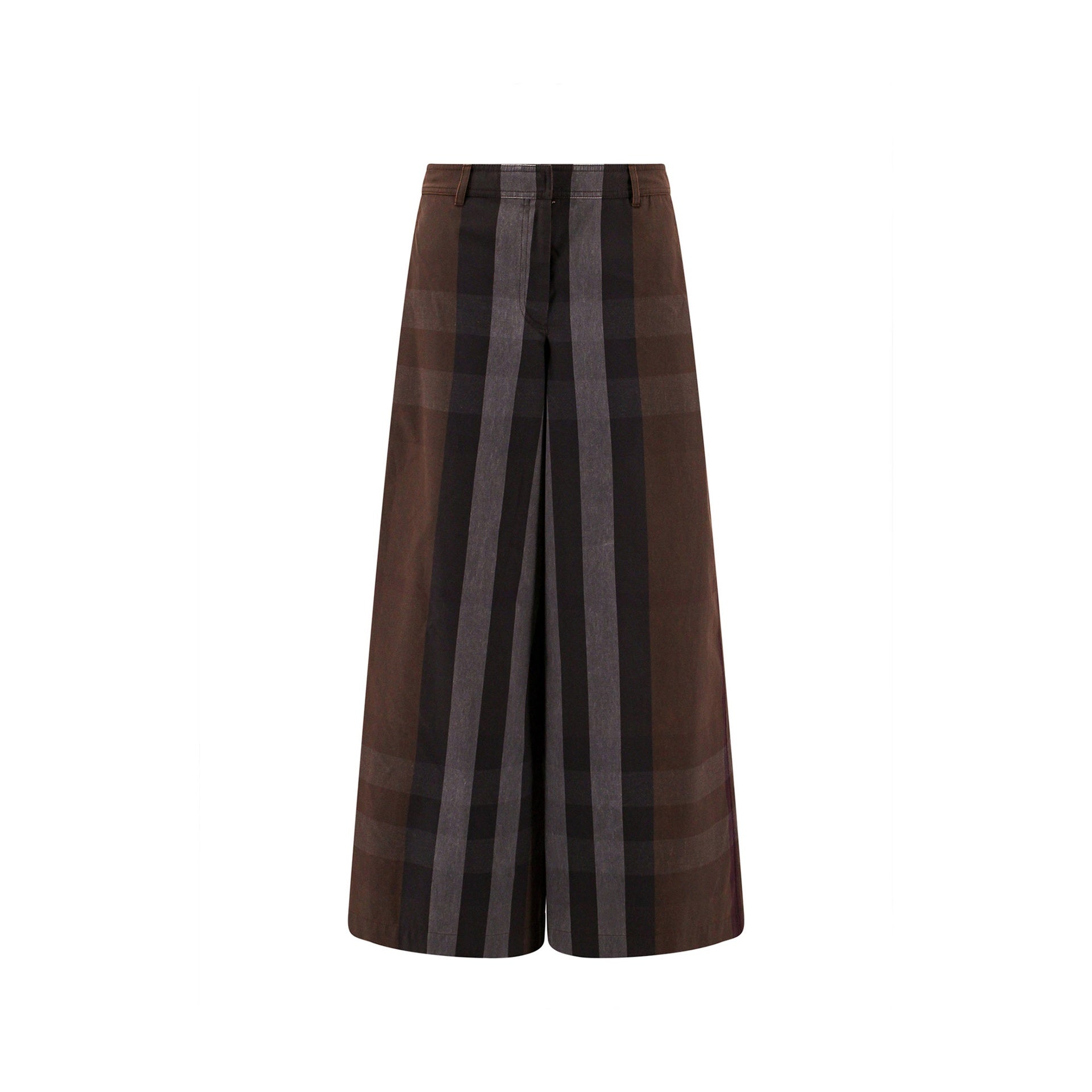 Burberry Checked Wide Leg Canvas Pants