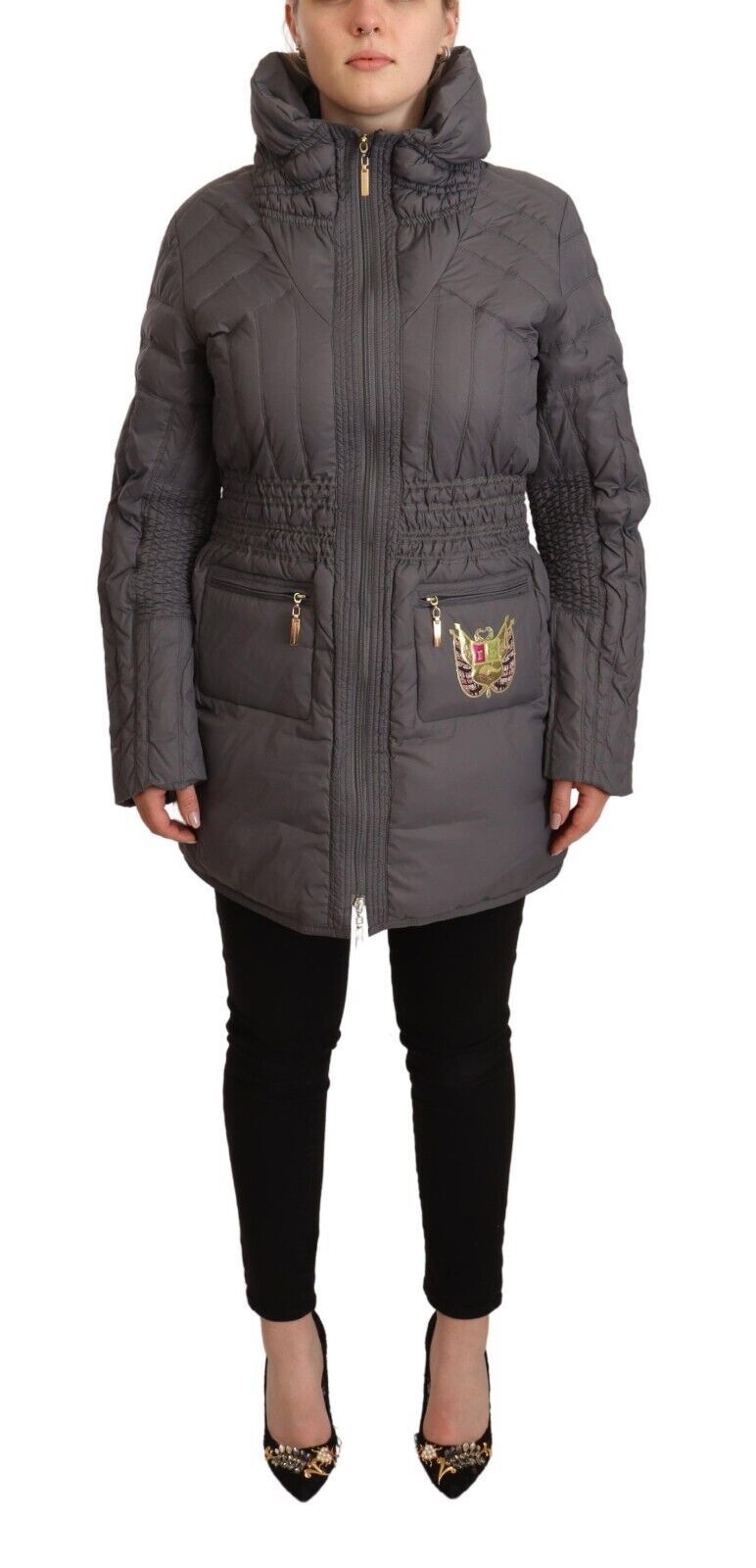 Veste longue matelassée élégante Roccobarocco avec patch logo