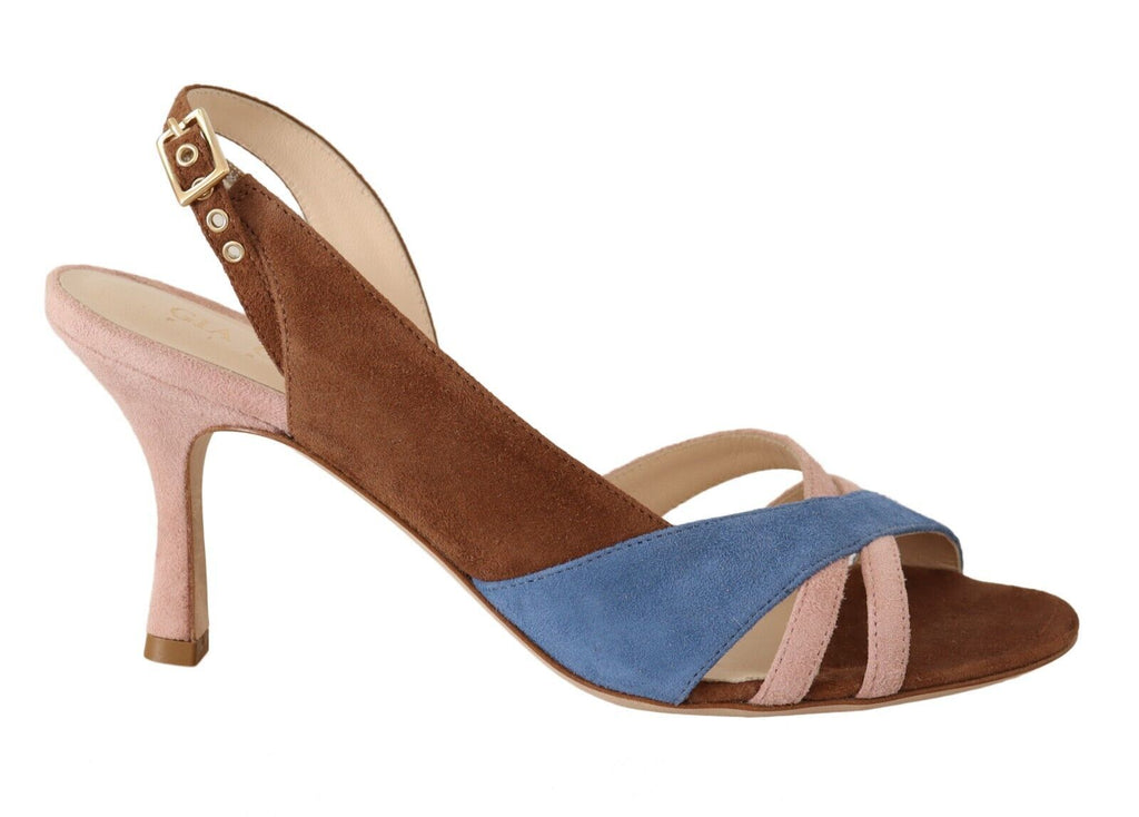 GIA COUTURE Schicke Sandalen mit Slingback-Absatz aus mehrfarbigem Wildleder