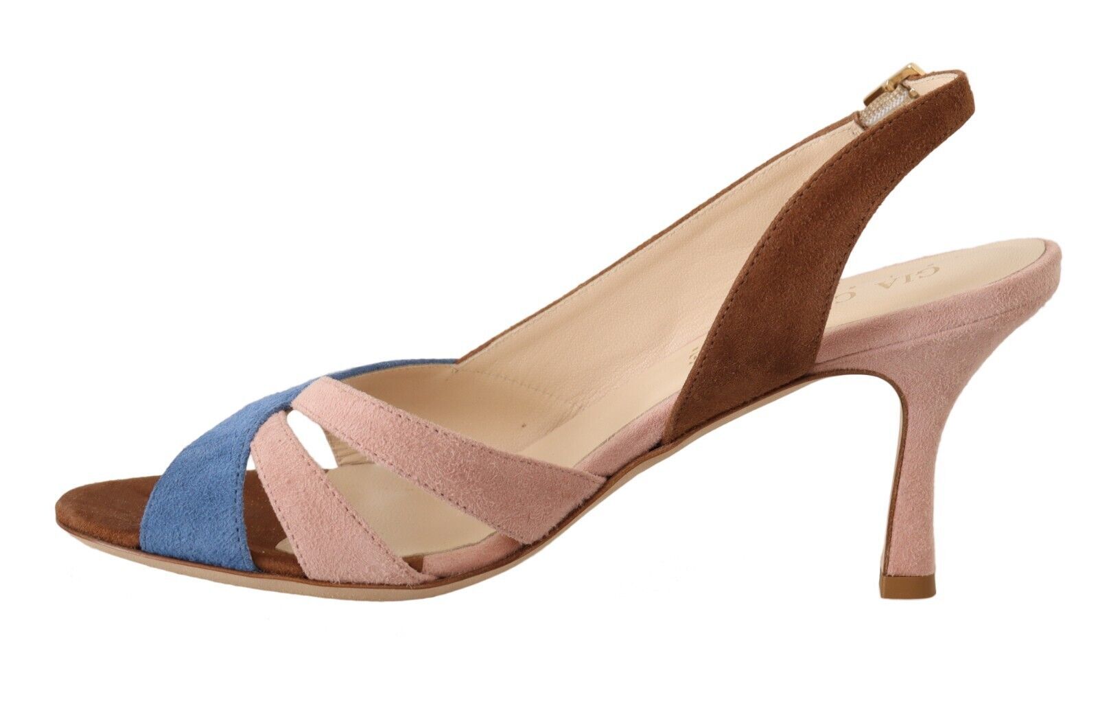 GIA COUTURE Sandales chics à talon et bride arrière en daim multicolore