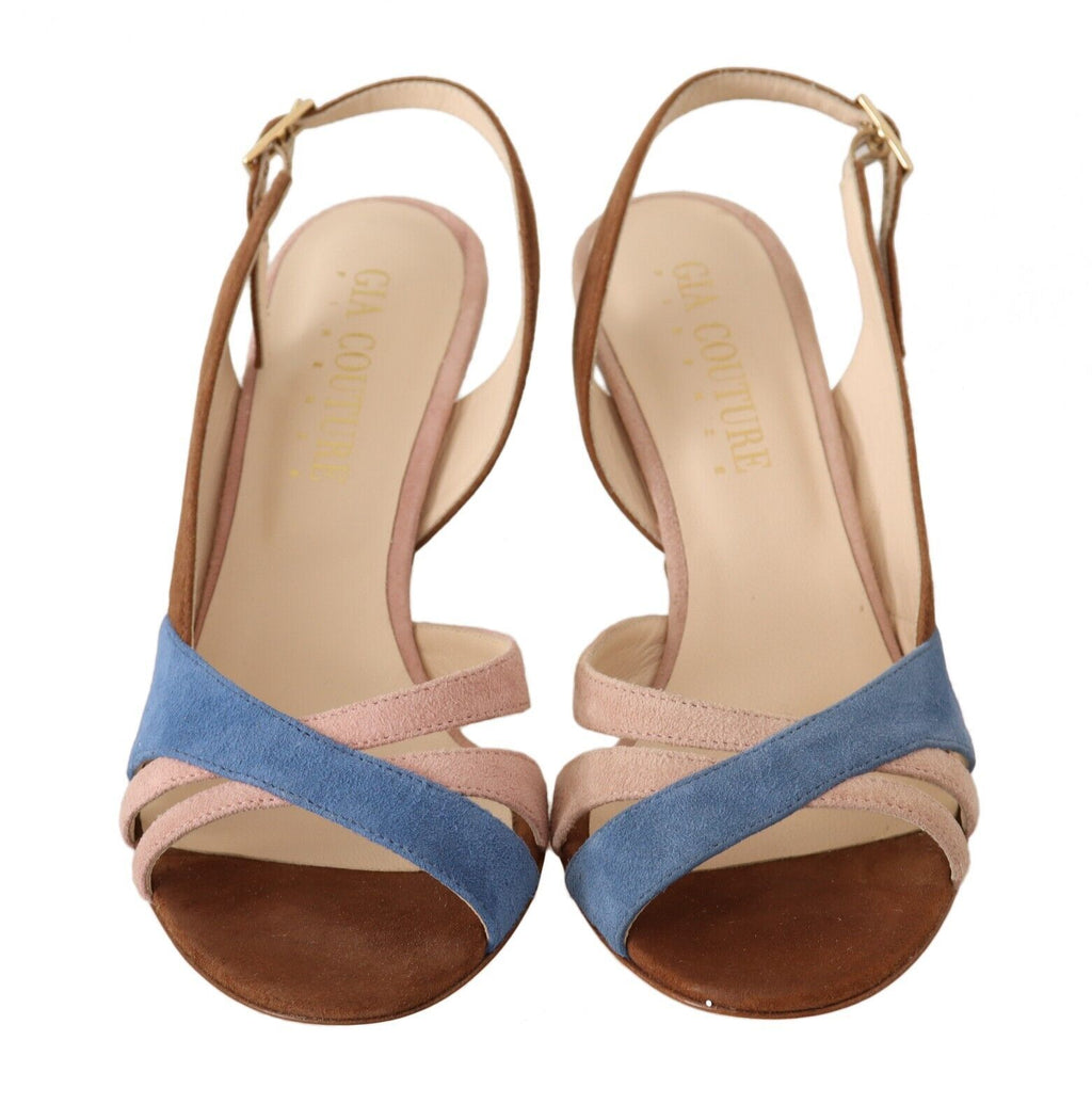 GIA COUTURE Schicke Sandalen mit Slingback-Absatz aus mehrfarbigem Wildleder