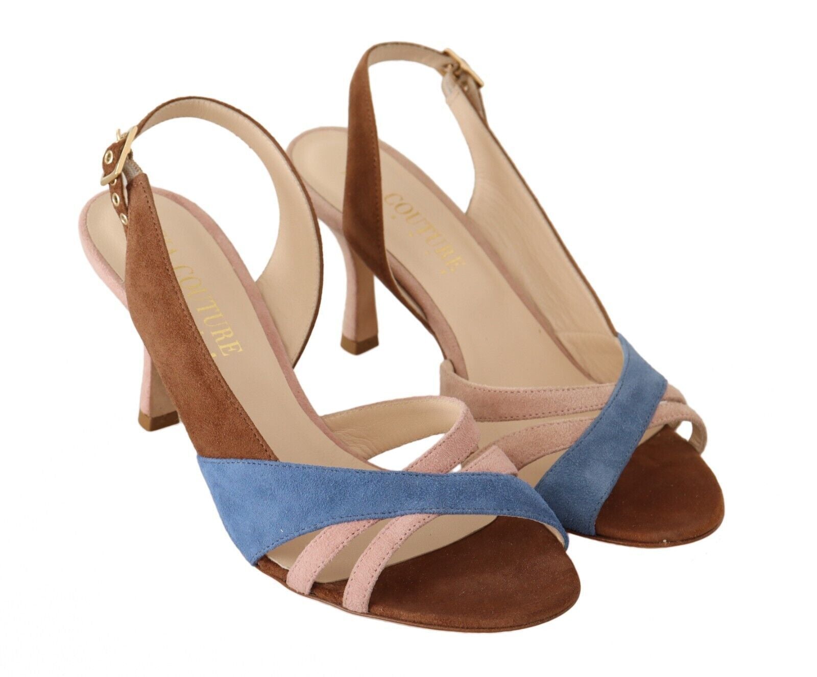 GIA COUTURE Sandales chics à talon et bride arrière en daim multicolore
