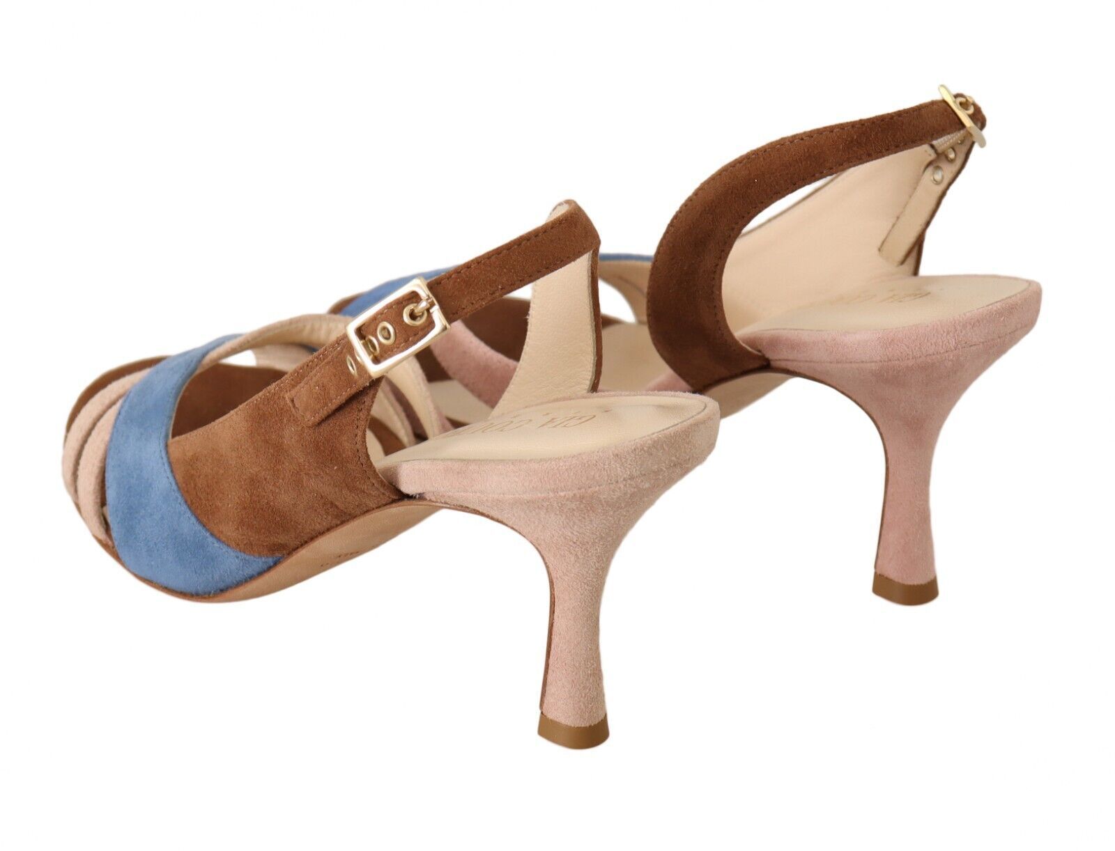GIA COUTURE Sandales chics à talon et bride arrière en daim multicolore