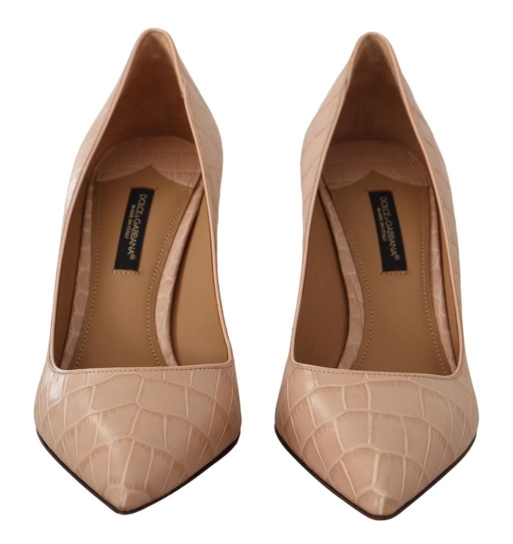 Dolce &amp; Gabbana Elegante Kitten Heels Pumps aus nacktem Leder