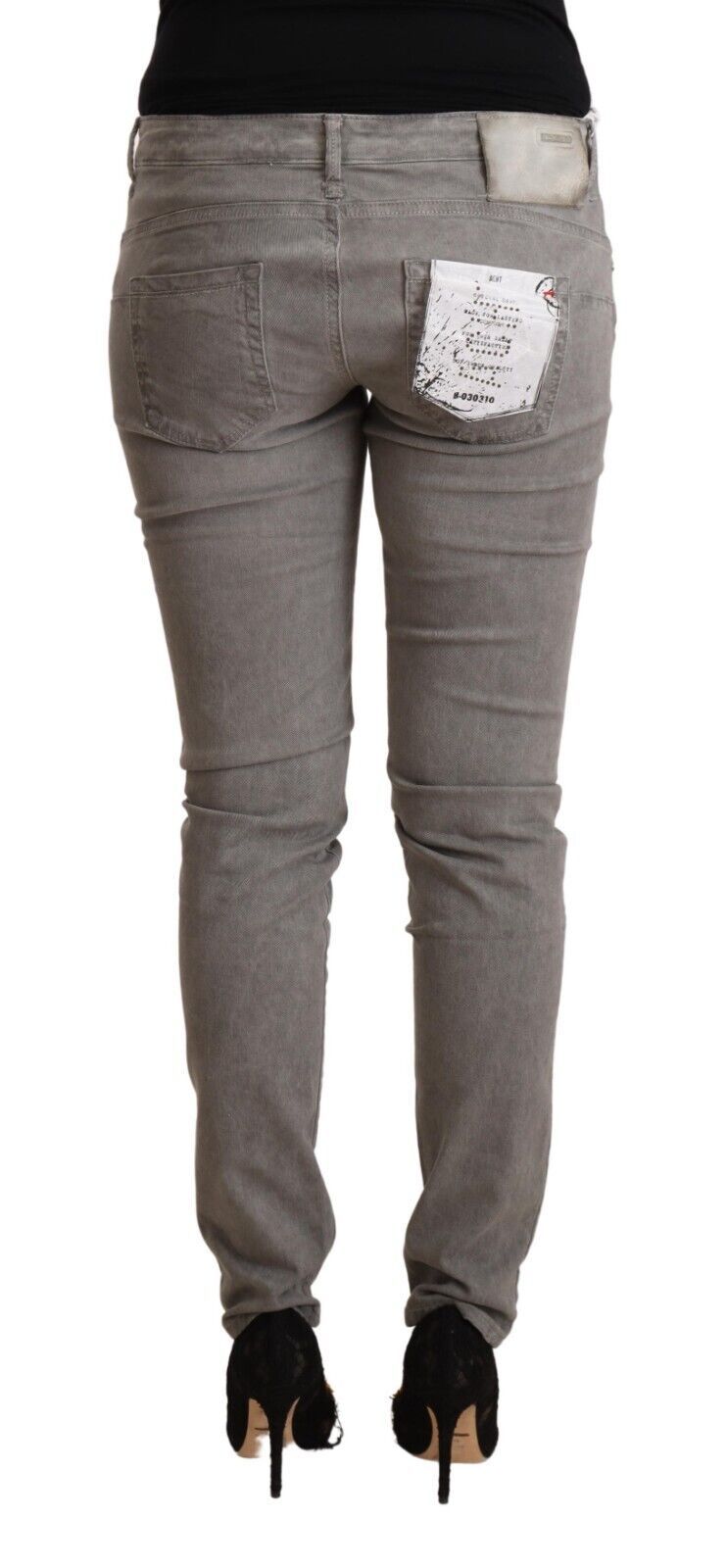 Acht Sleek Skinny Jeans mit niedriger Taille, Grau