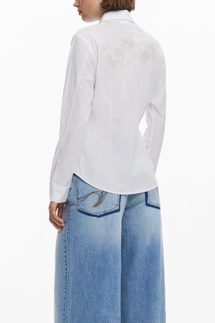 DESIGUAL WOMEN&#39;S LONG-SLEEVED SHIRT WHITE