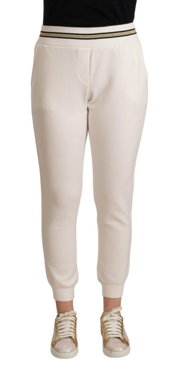 Patrizia Pepe Chic Jogginghose mit mittlerer Taille in Weiß