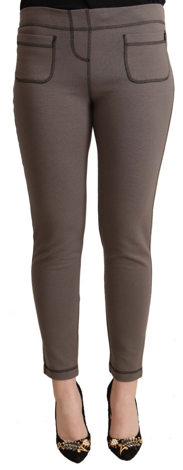 Pantalon skinny taille moyenne gris chic John Galliano pour un style sophistiqué
