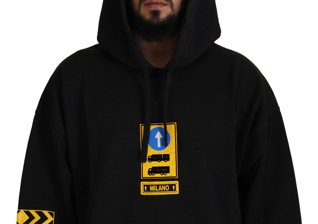 Dolce &amp; Gabbana Eleganter schwarzer Kapuzenpullover aus Baumwolle
