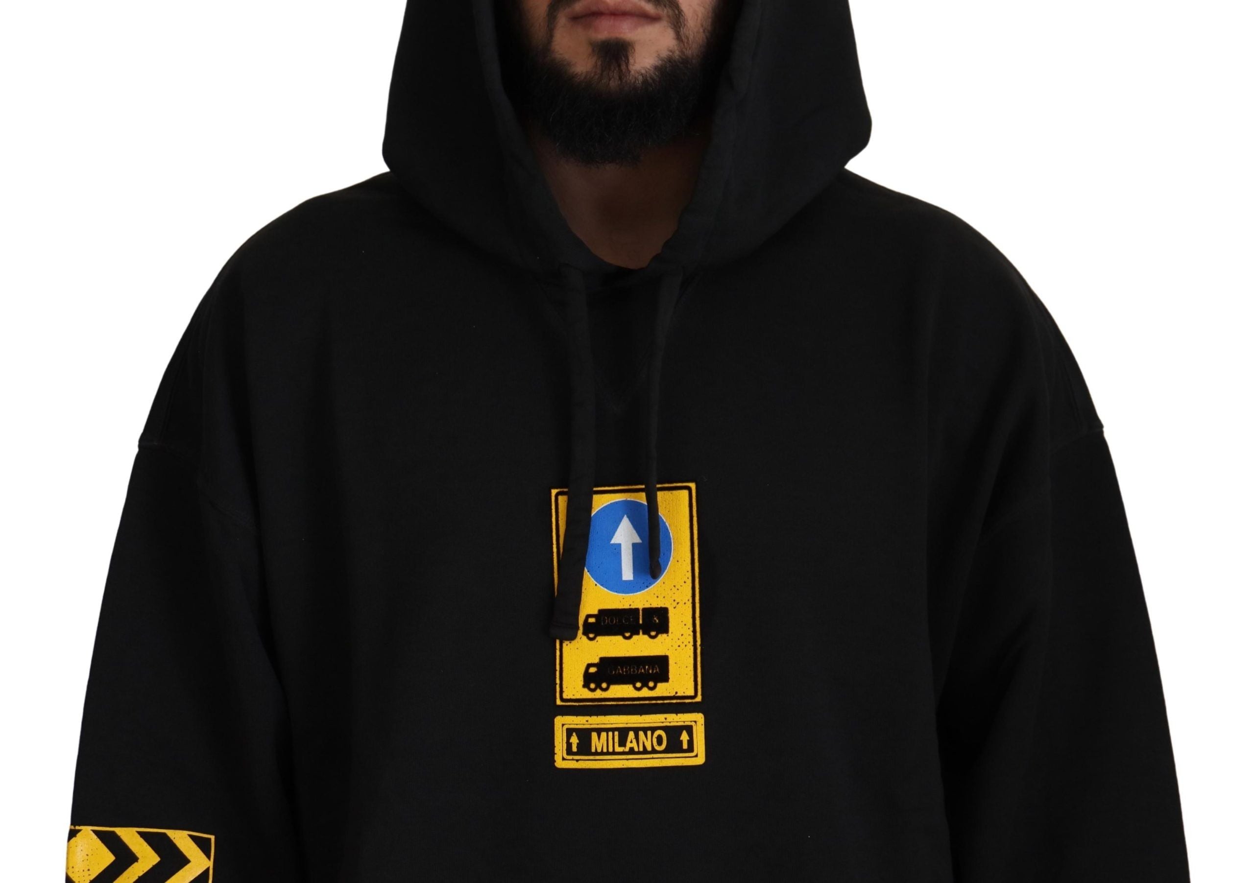Dolce &amp; Gabbana Eleganter schwarzer Kapuzenpullover aus Baumwolle