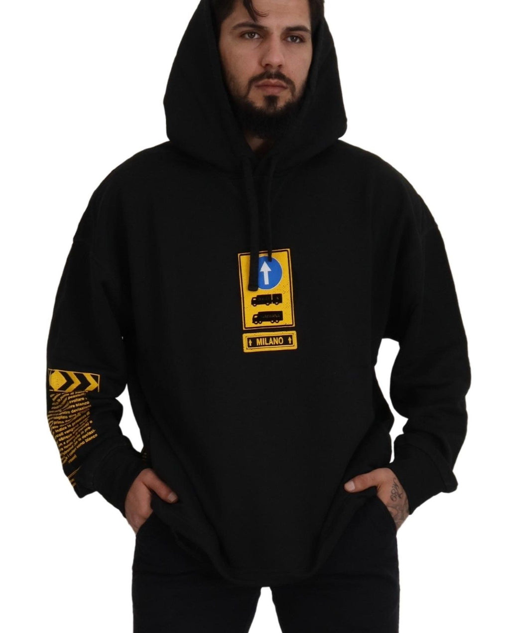 Dolce &amp; Gabbana Eleganter schwarzer Kapuzenpullover aus Baumwolle