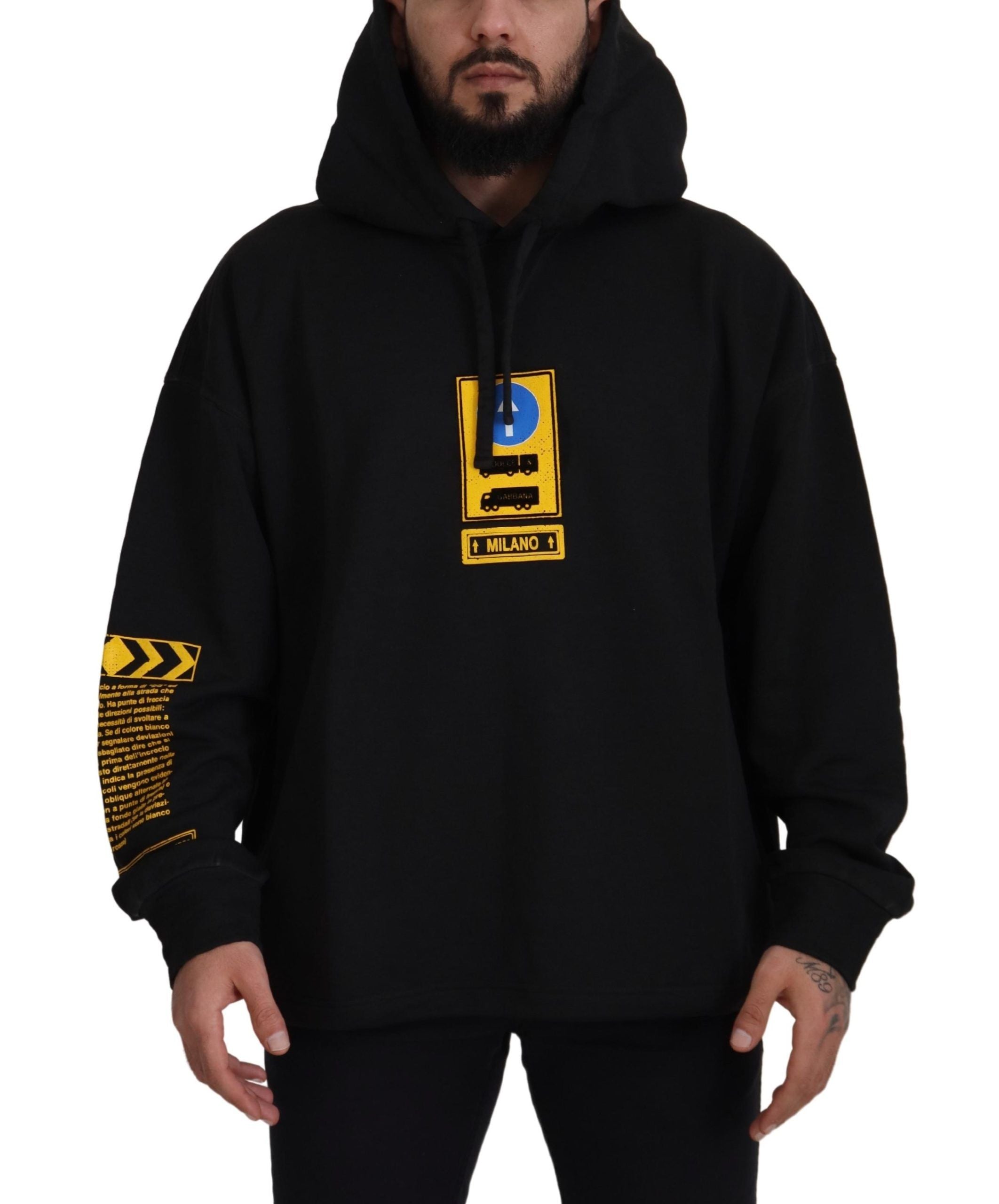Dolce &amp; Gabbana Eleganter schwarzer Kapuzenpullover aus Baumwolle