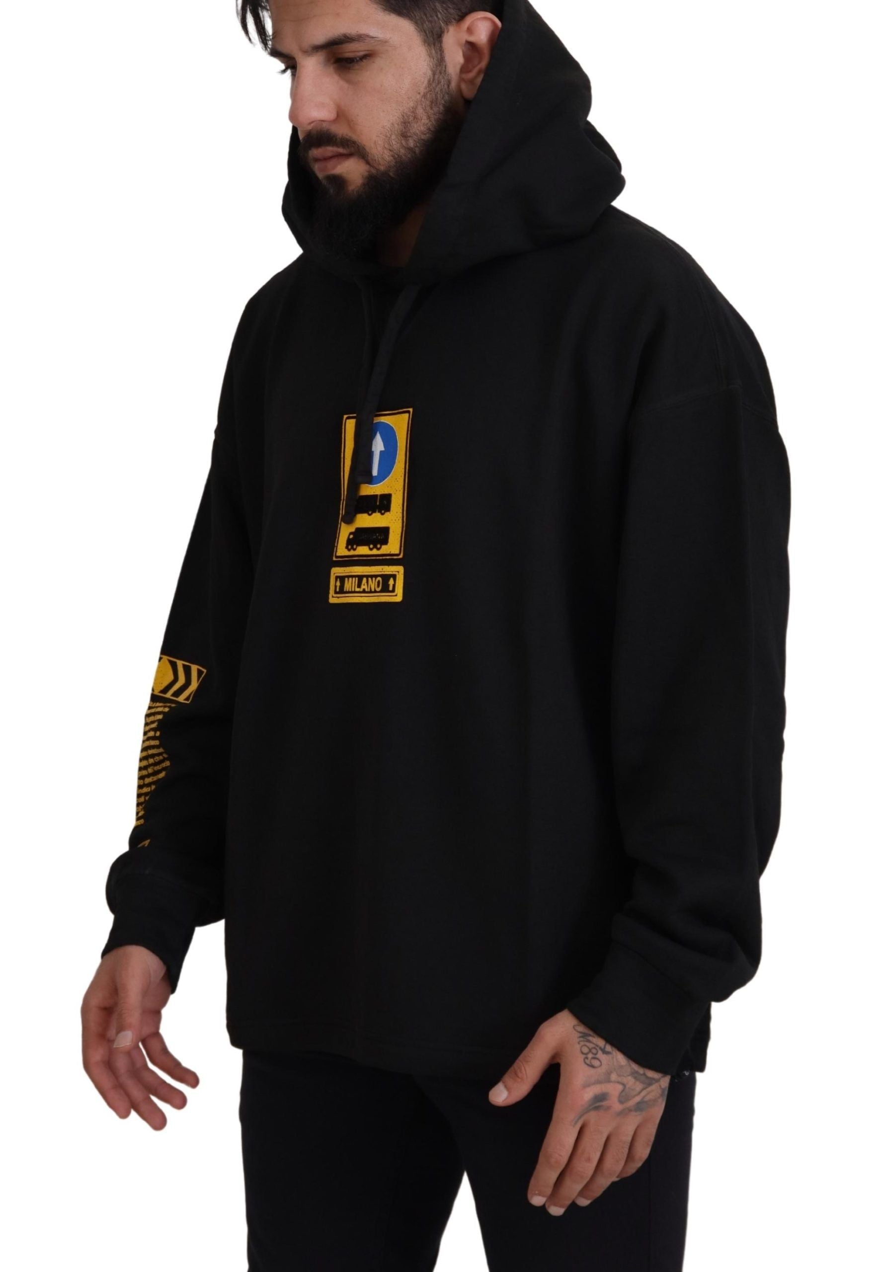 Dolce &amp; Gabbana Eleganter schwarzer Kapuzenpullover aus Baumwolle